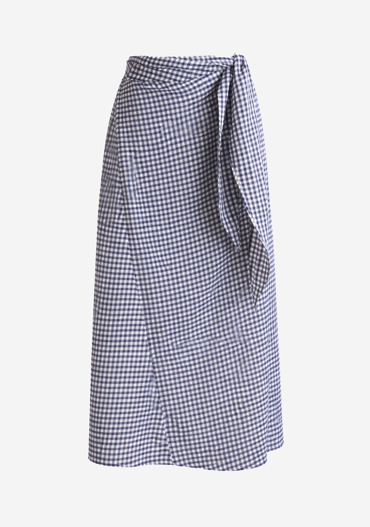 Checkered Long Skirt Navy Check audrey