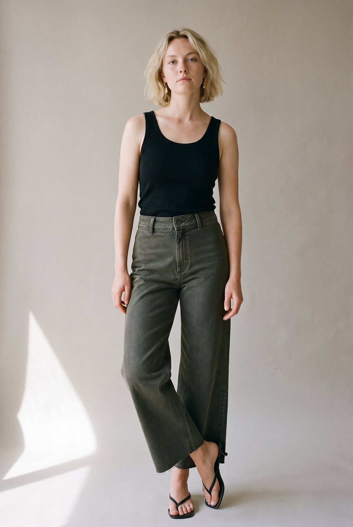 Wide Leg Denim Pants Fade Olive The Latest Scoop