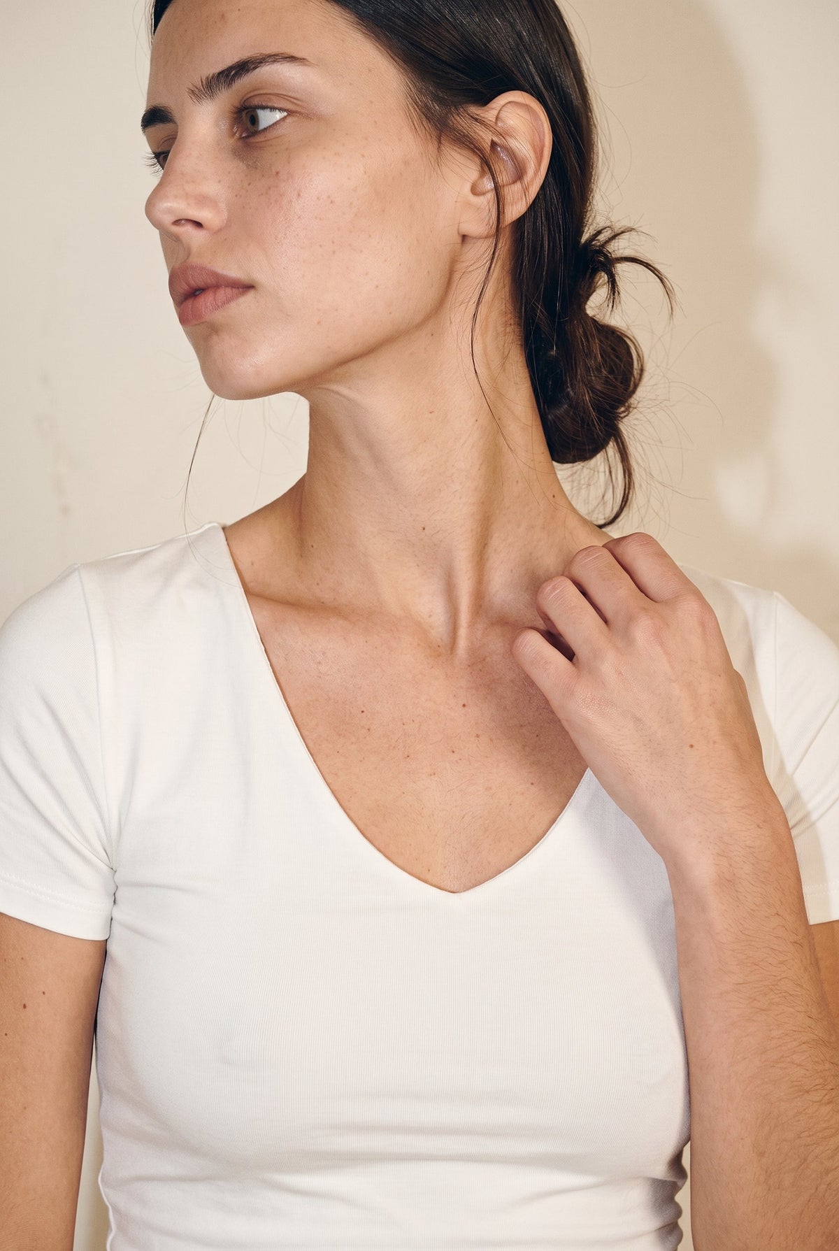 Double Layered short sleeve V Neck Top Wasabi + Mint