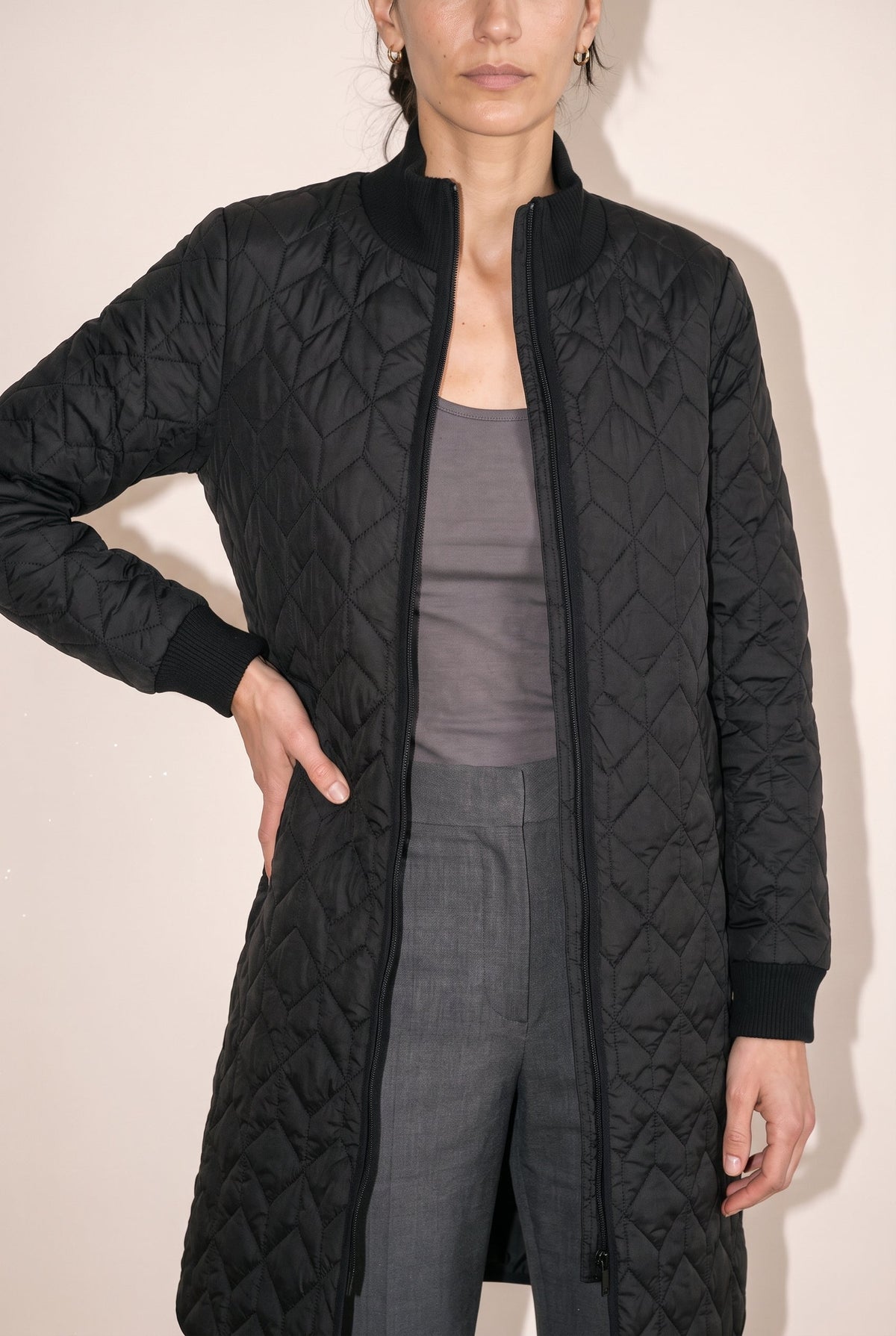 Padded Quilt Coat Black Ilse Jacobsen