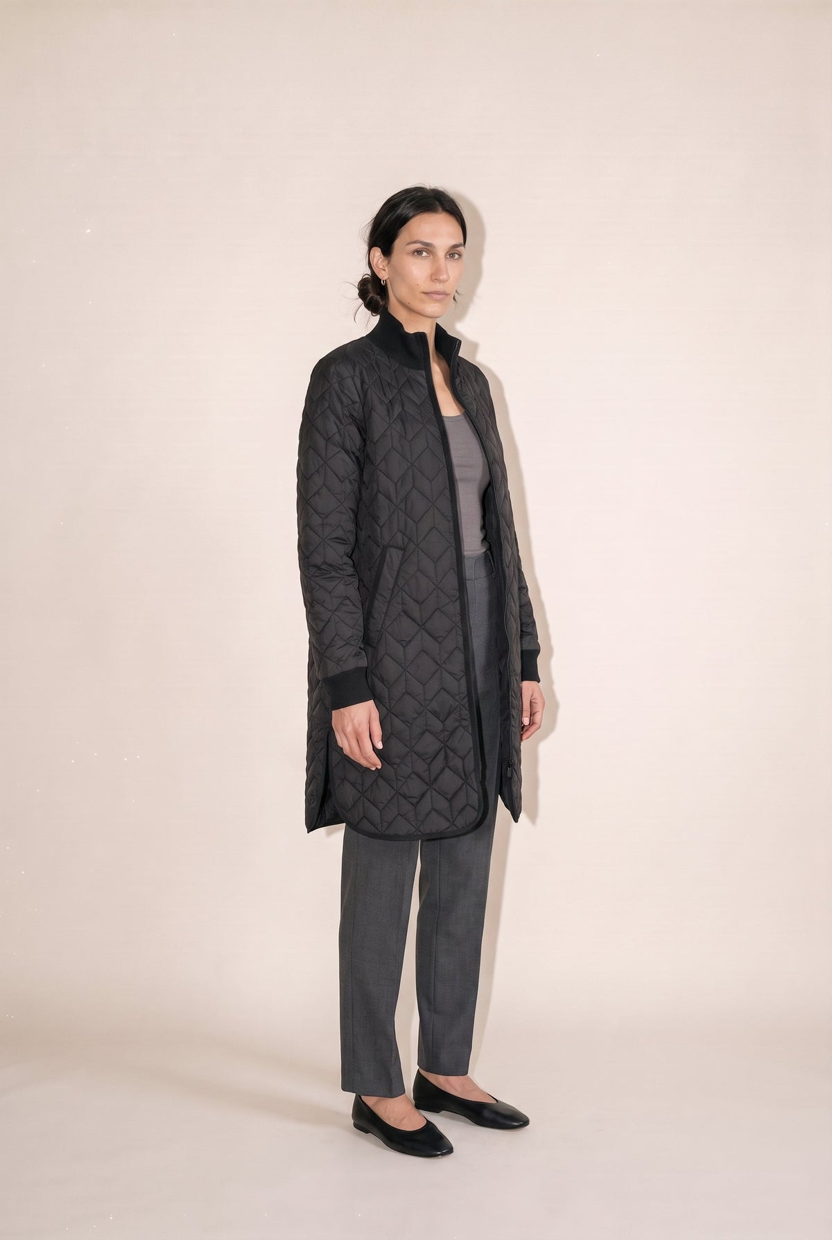 Padded Quilt Coat Black Ilse Jacobsen