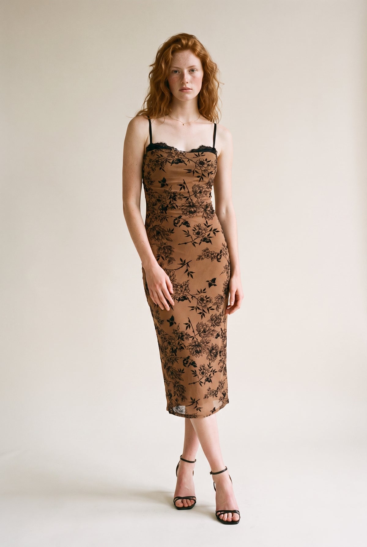 Mesh Velvet Midi Dress