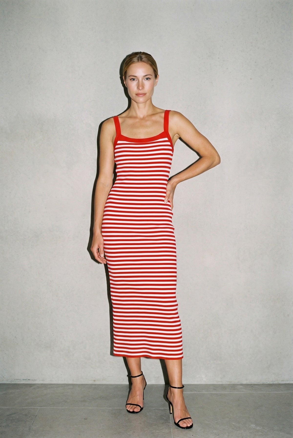 Rhode Striped Bodycon Dress Cream Red By Together