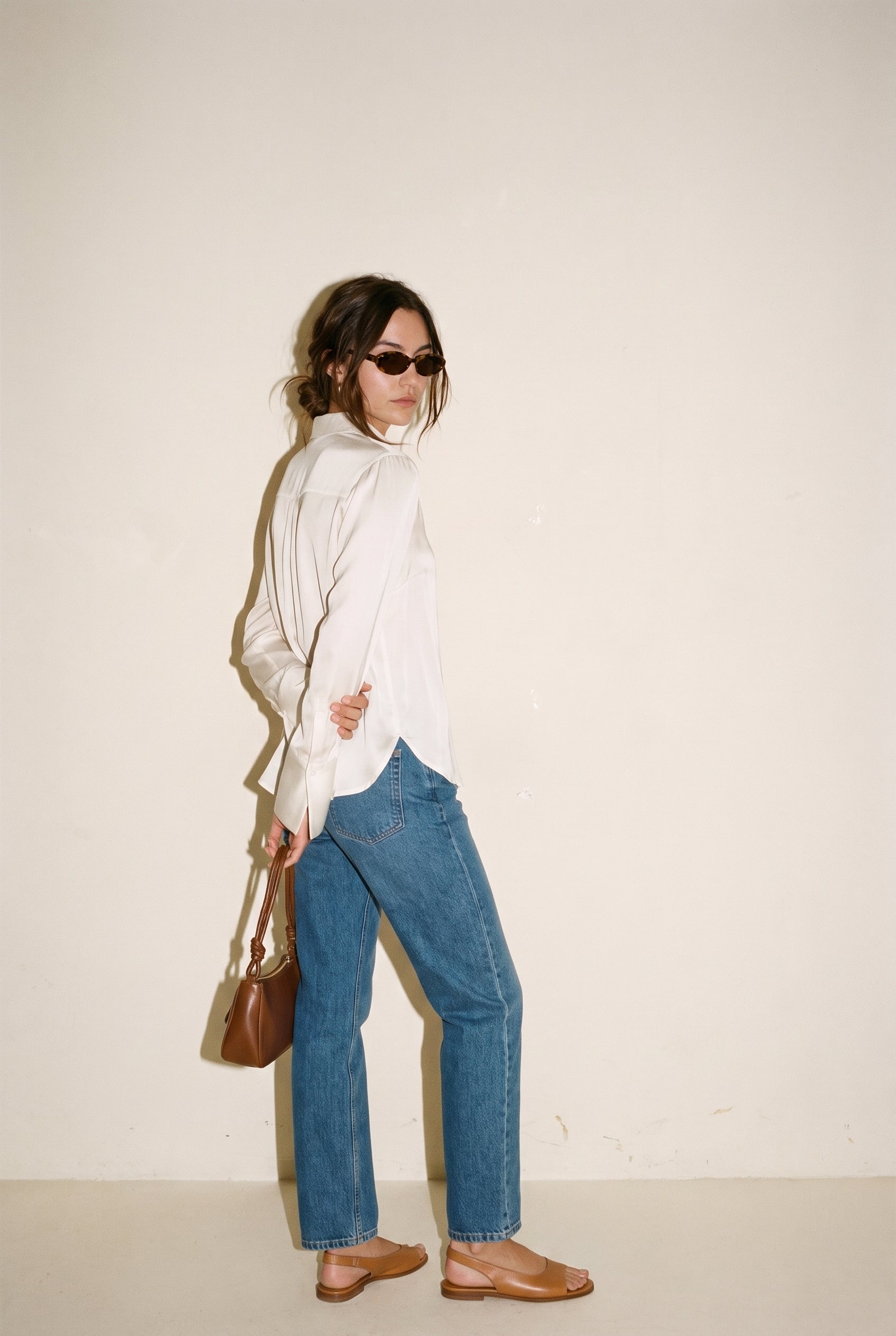 Relaxed Satin Button Blouse White 12 Rue Collette