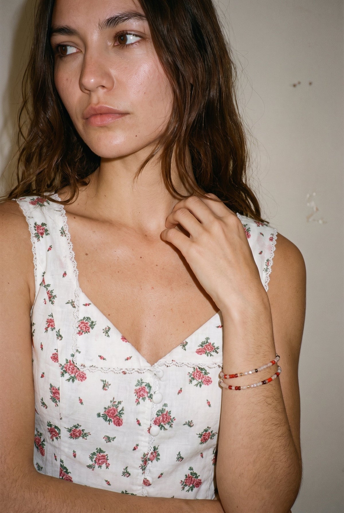 Floral Printed Sleeveless Top Off White Mable