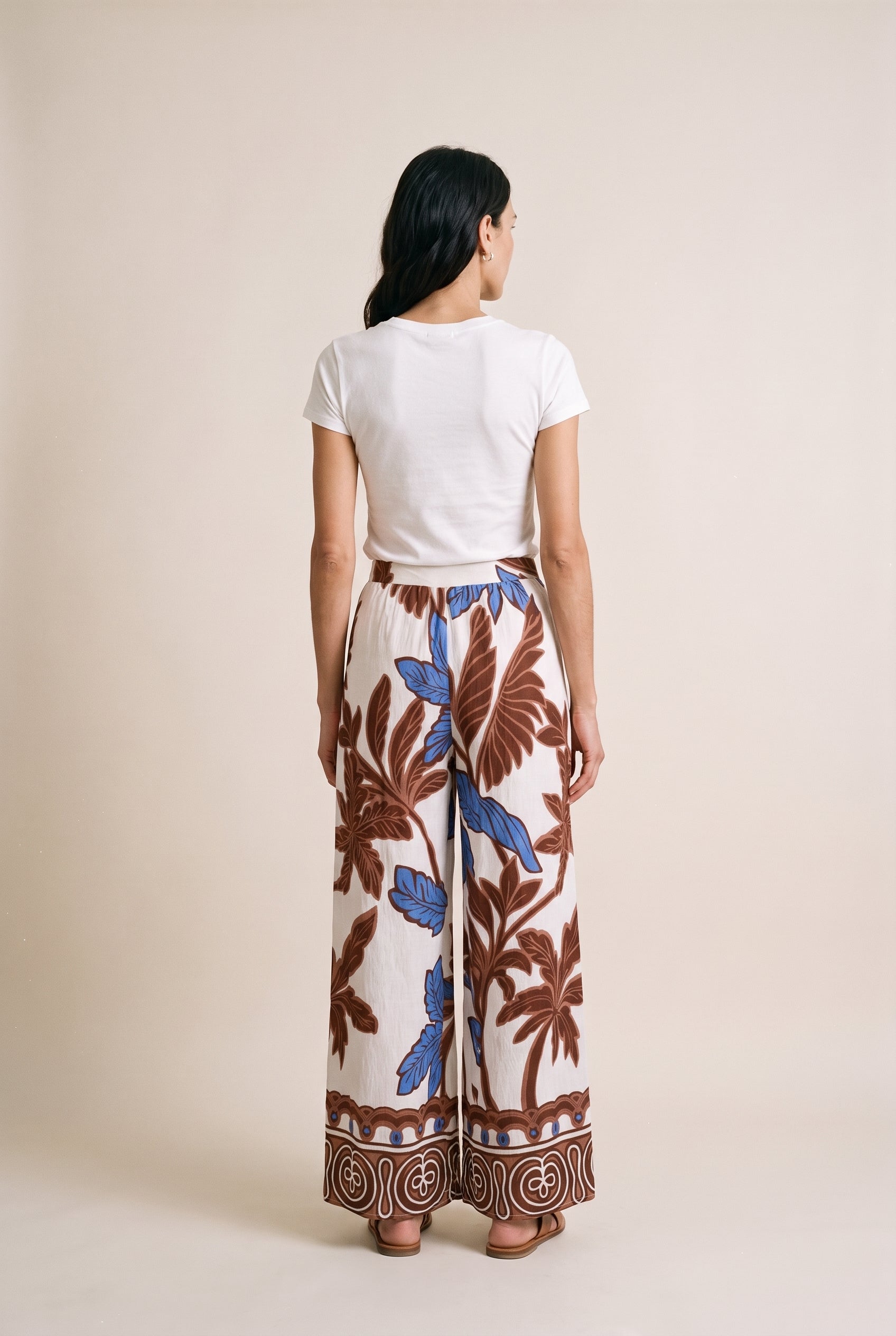 Elastic Smocked Halter Long Pants