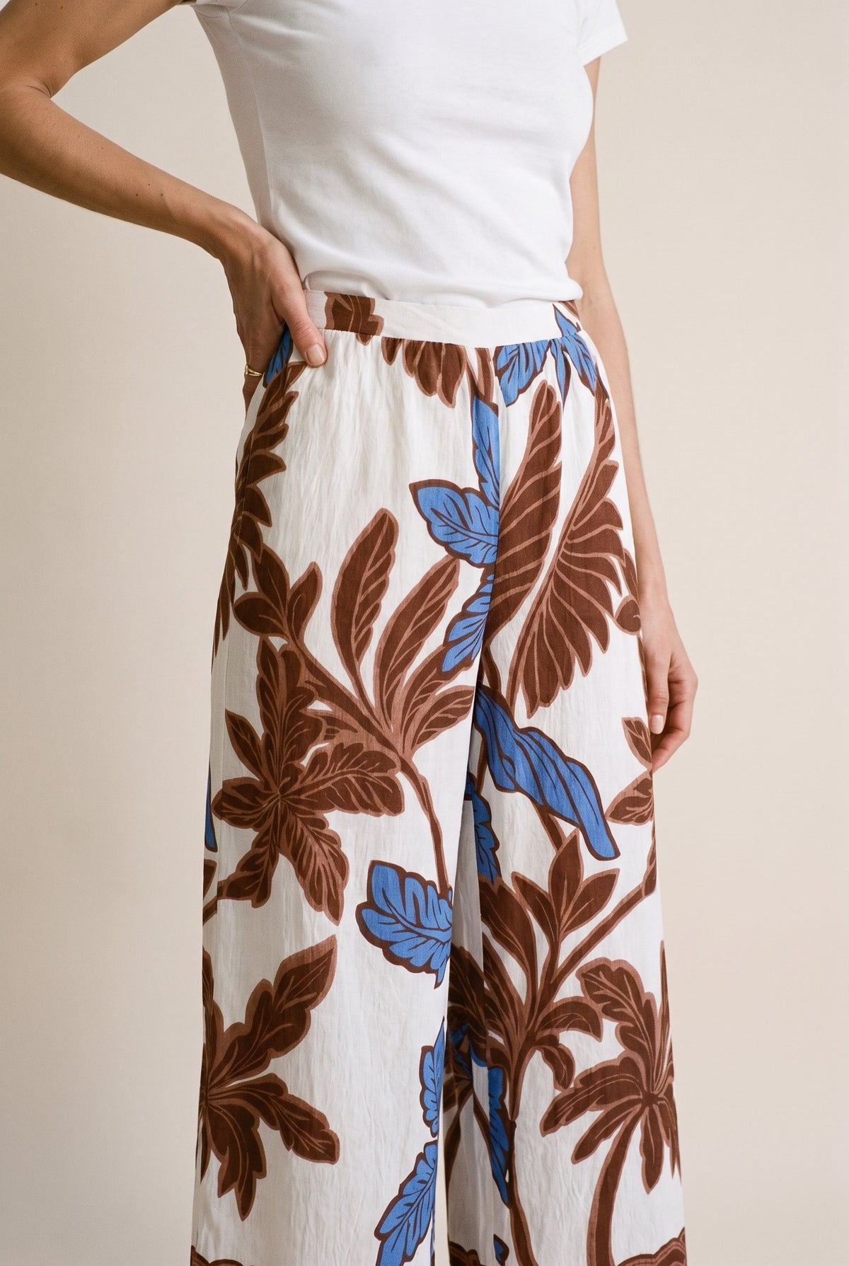Elastic Smocked Halter Long Pants Aakaa