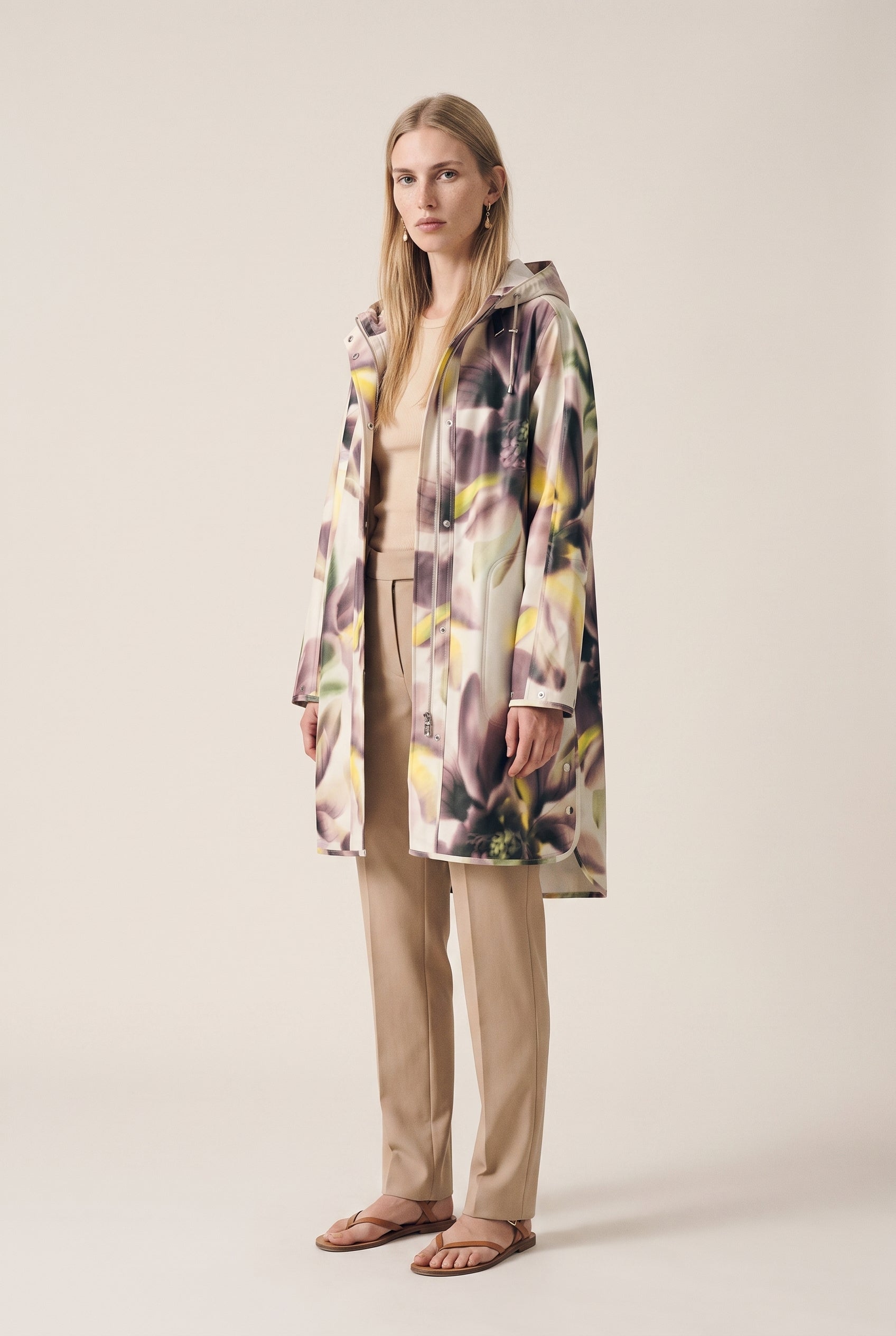 Hooded Raincoat Light Photoristic Flower