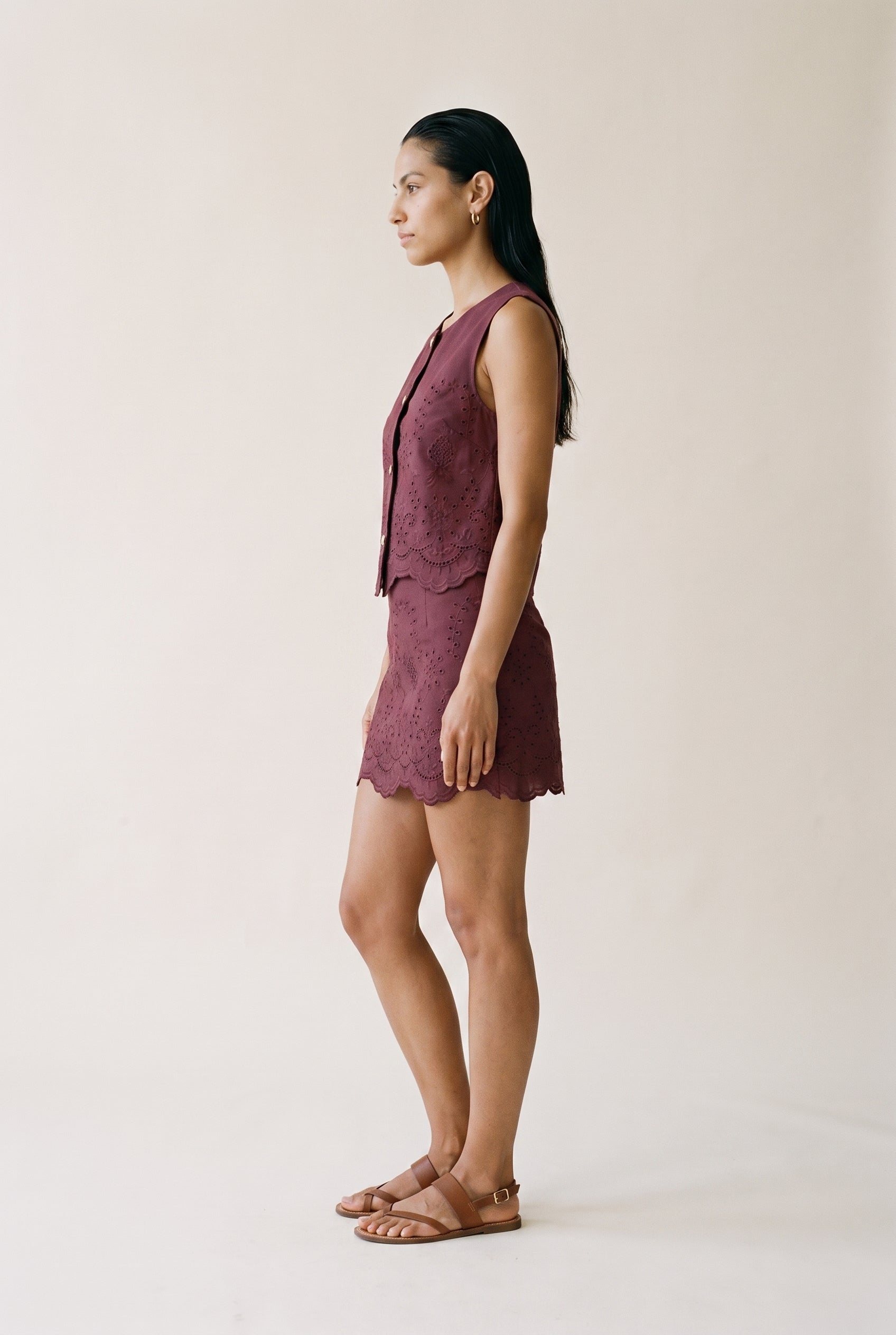 Onlreya S/L Bro Anglaise Waistcoat Pnt