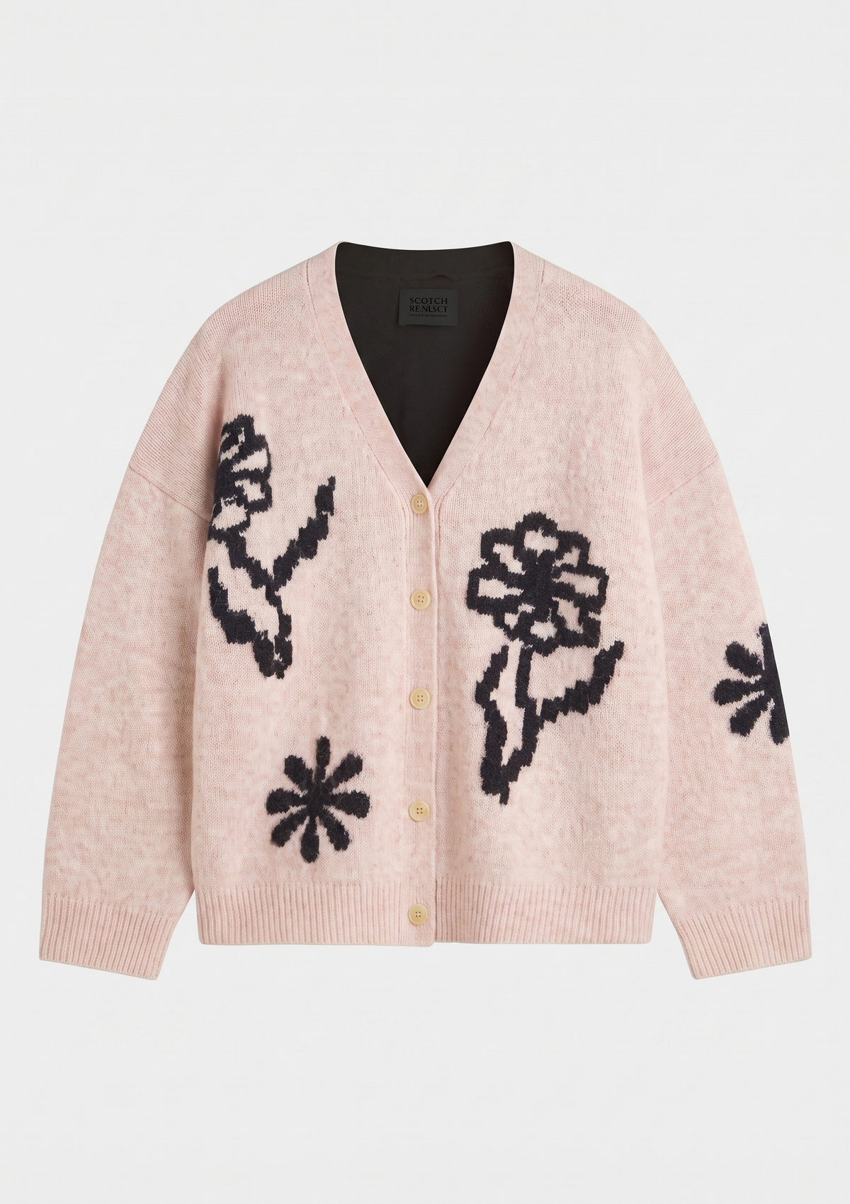 Intarsia Oversized-Fit Cardigan