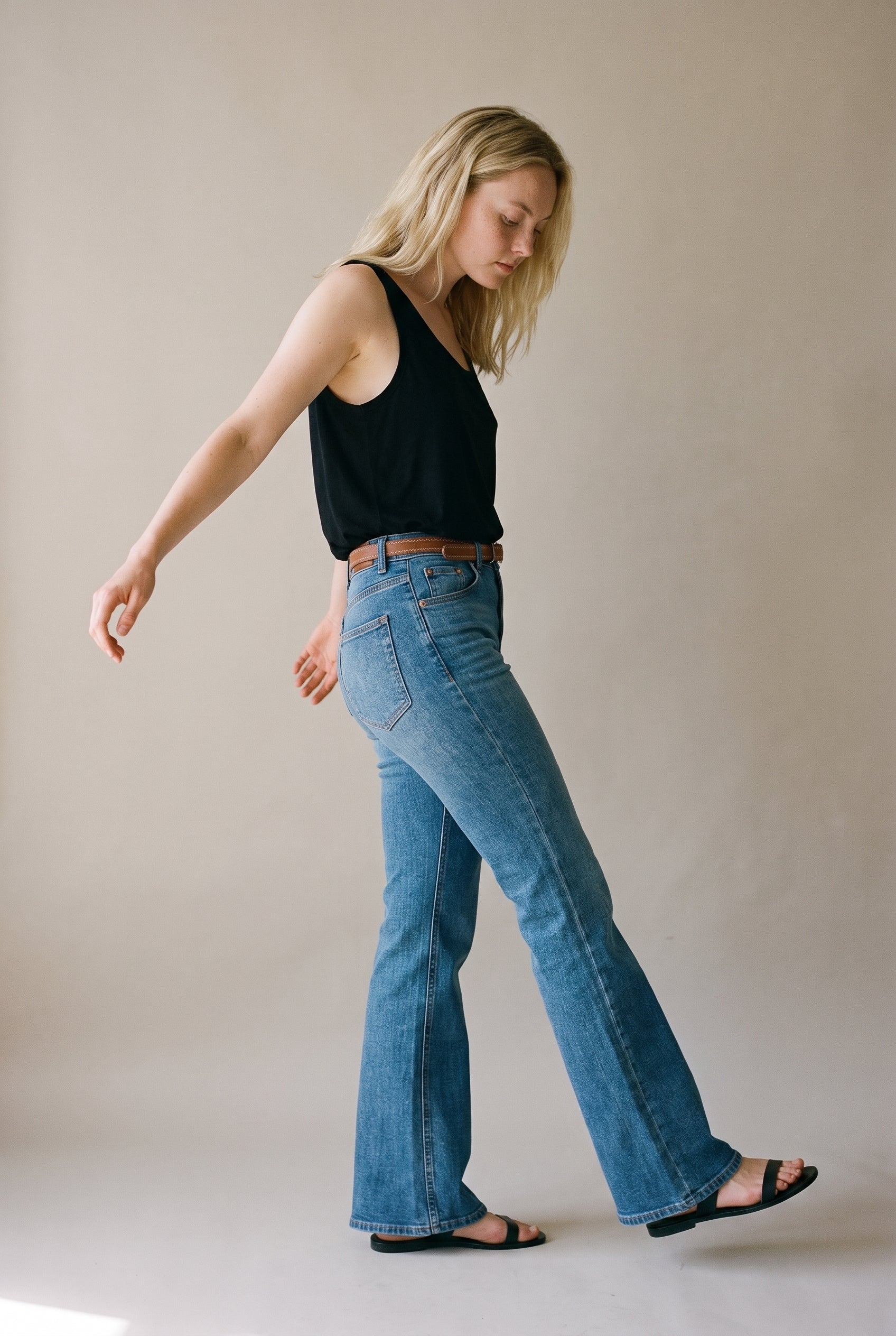 Jean évasé bleu denim