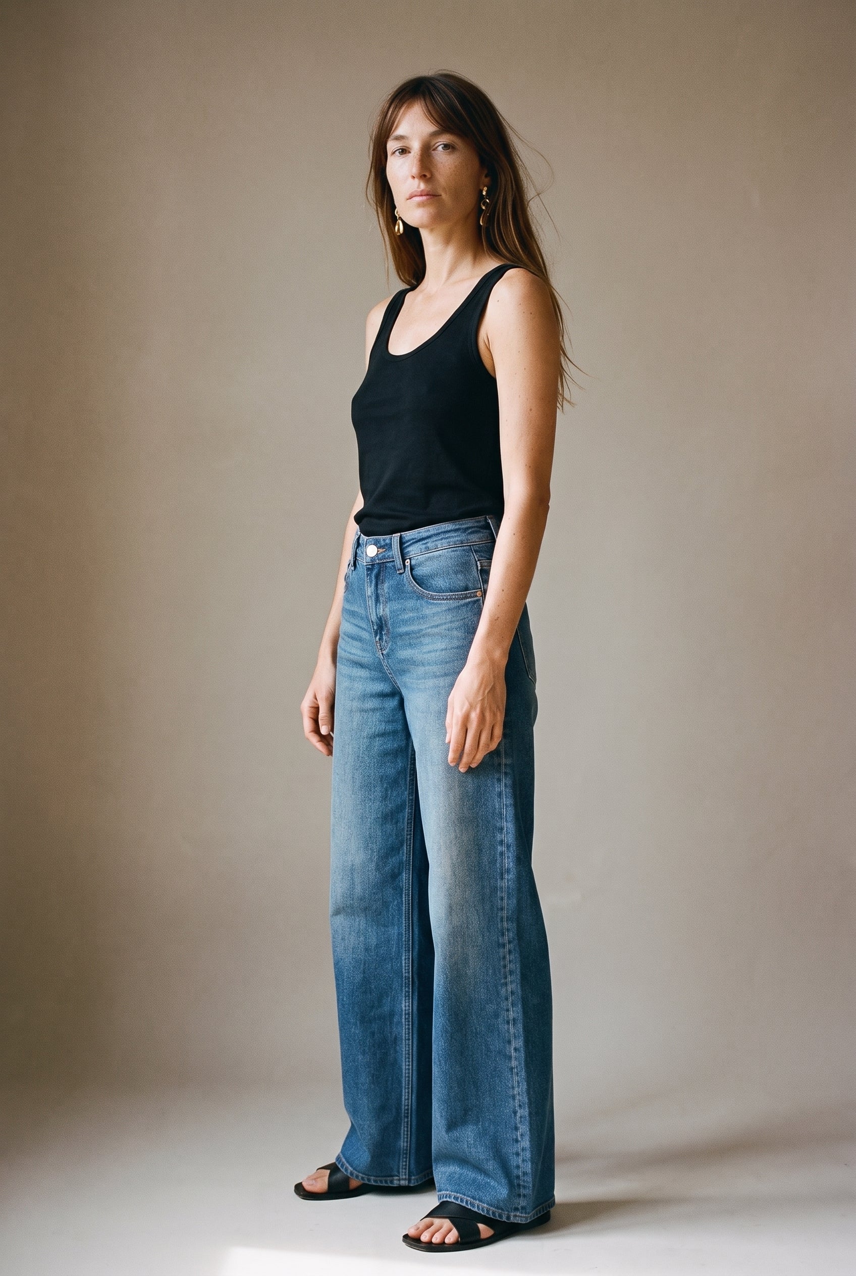 Jean large bleu denim