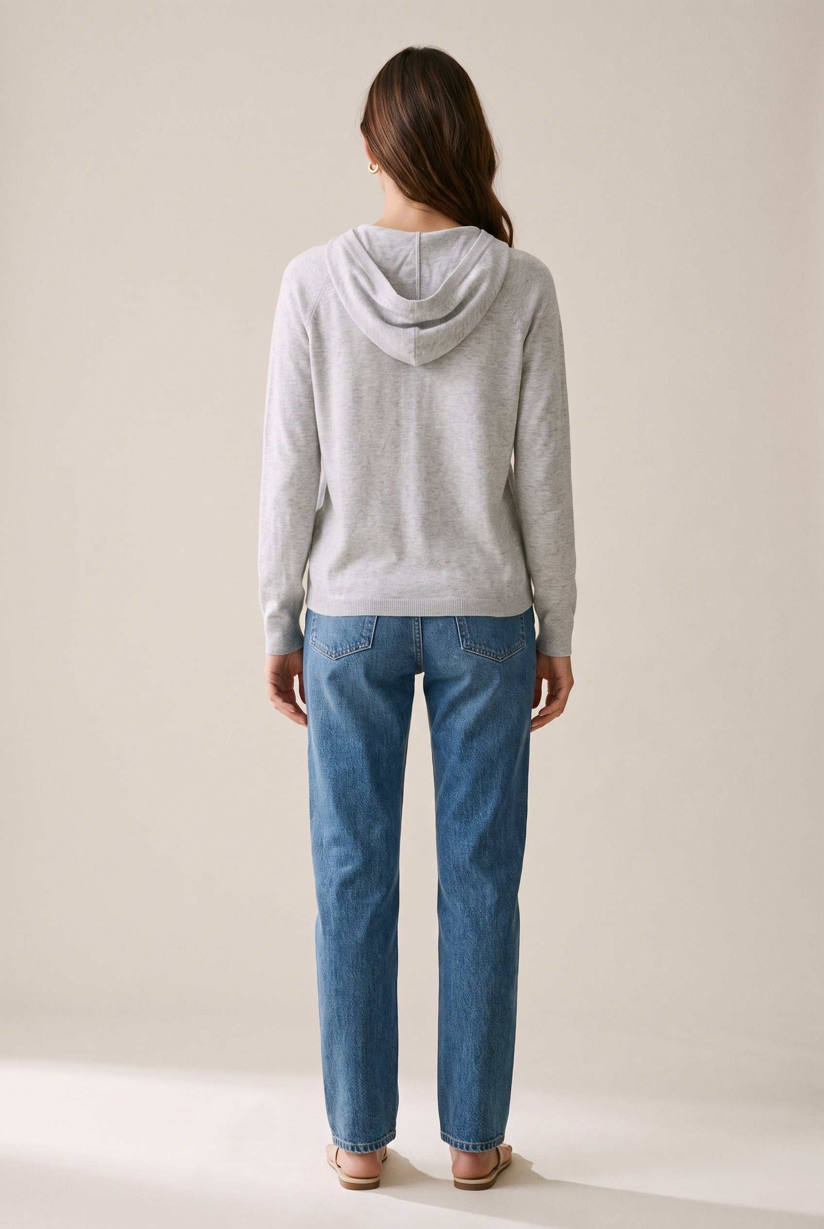 Sweat à capuche en maille grise