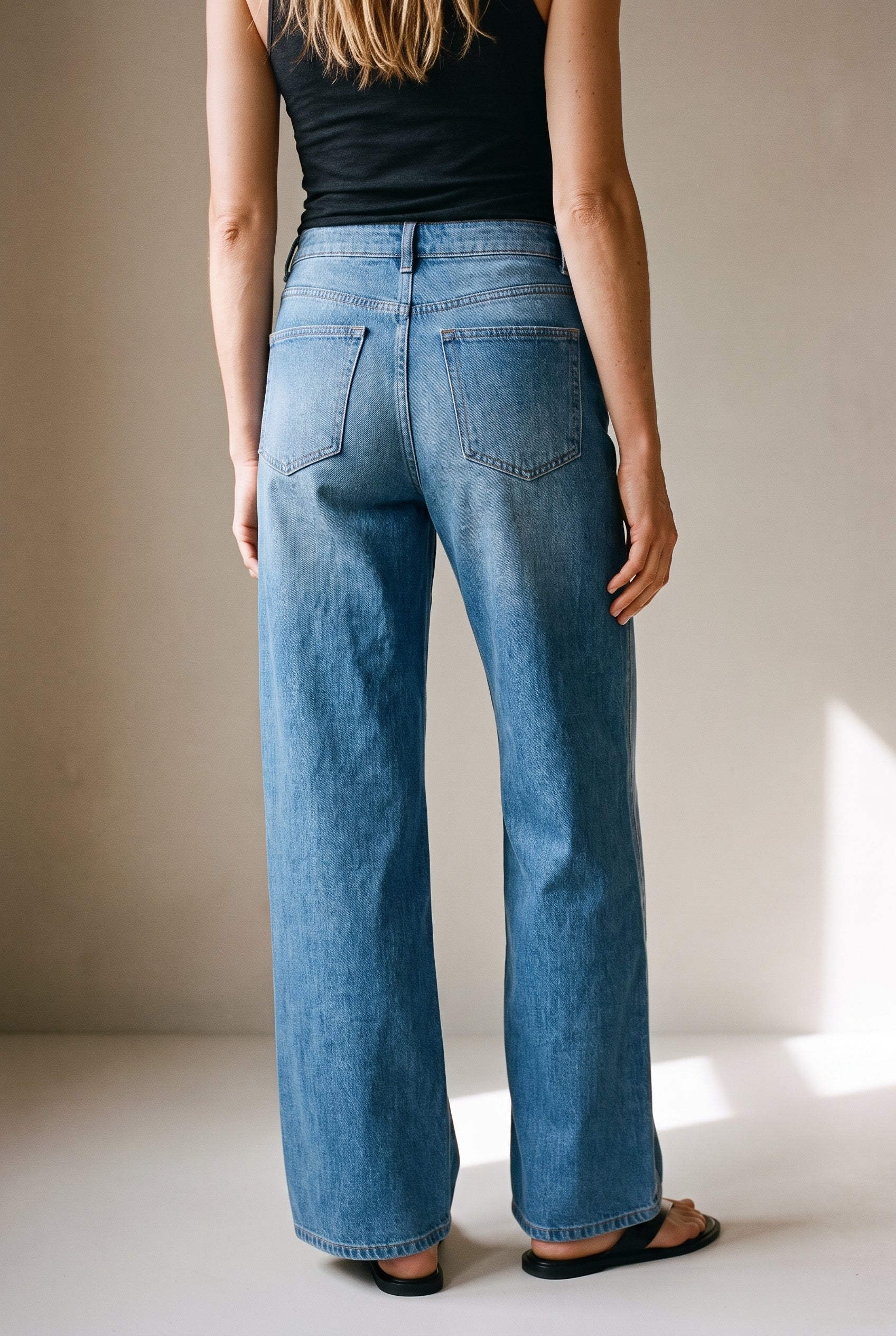 Relaxed Wide Leg Denim Denim Blue