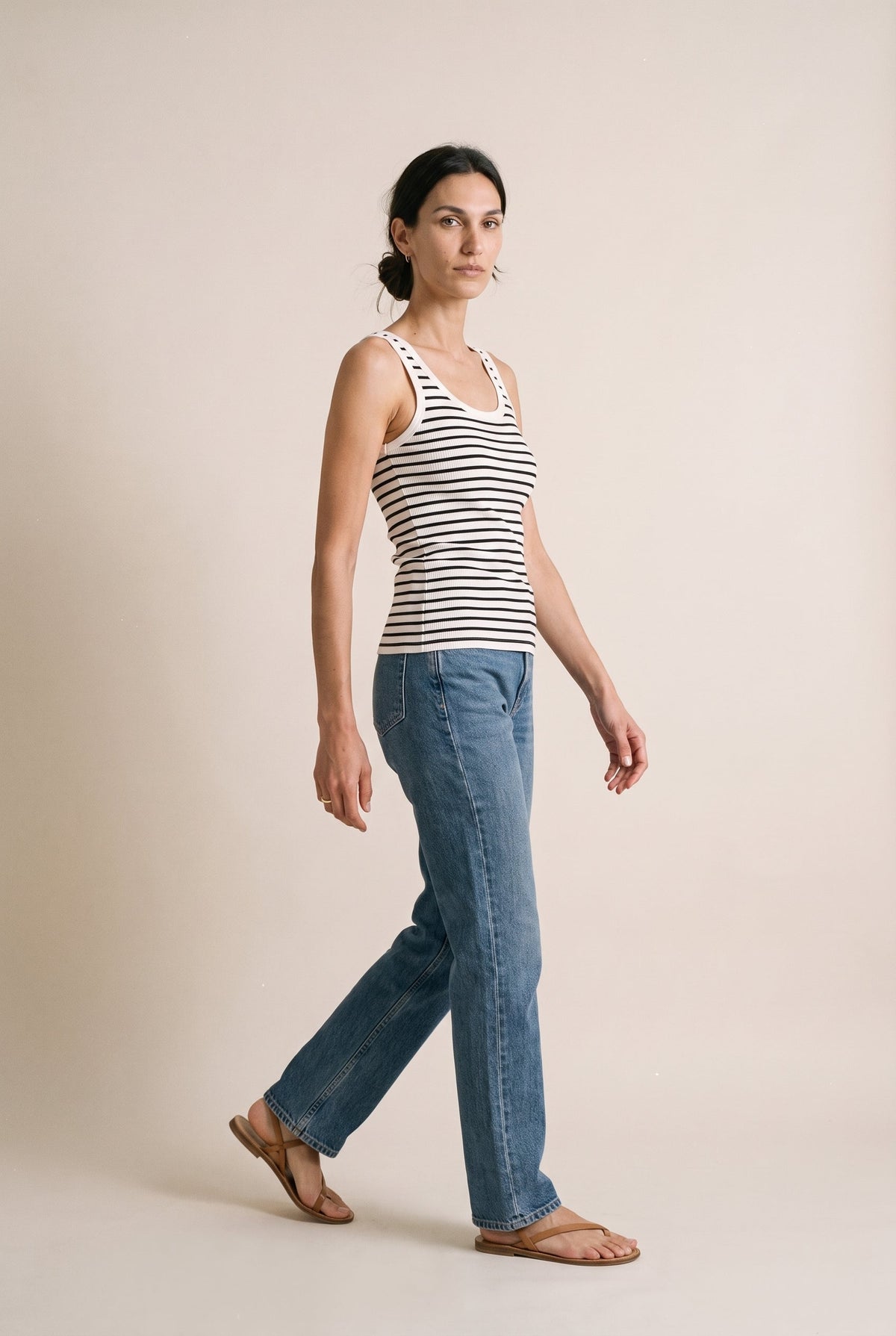Fitted T- Shirt Black and White Stripes Black/White Stripes audrey