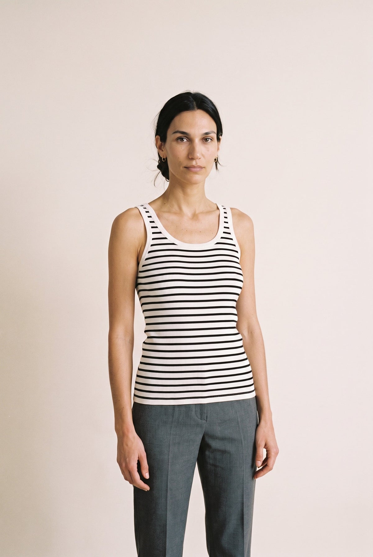 Fitted T- Shirt Black and White Stripes Black/White Stripes audrey