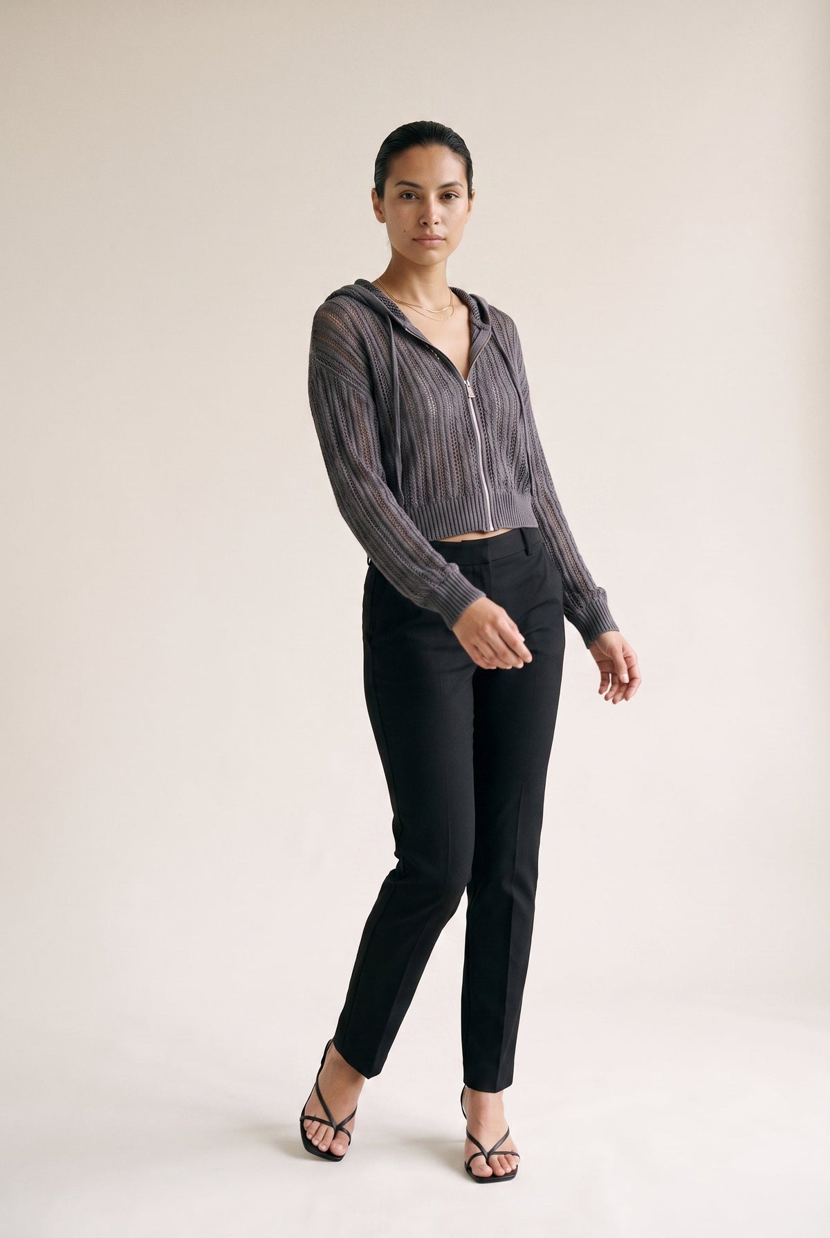 Hooded Zip Top Black SLOW HIGH