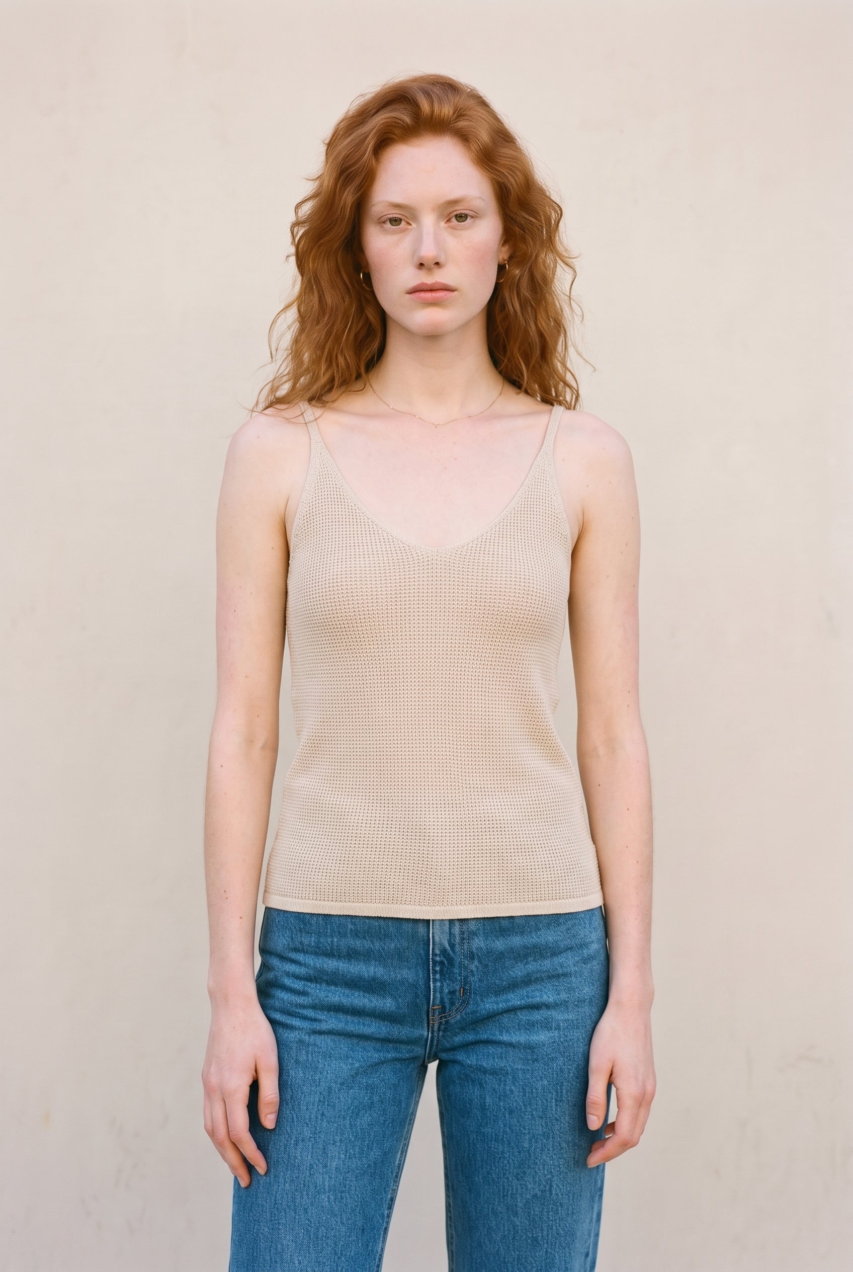 Sleeveless Knit Top Beige