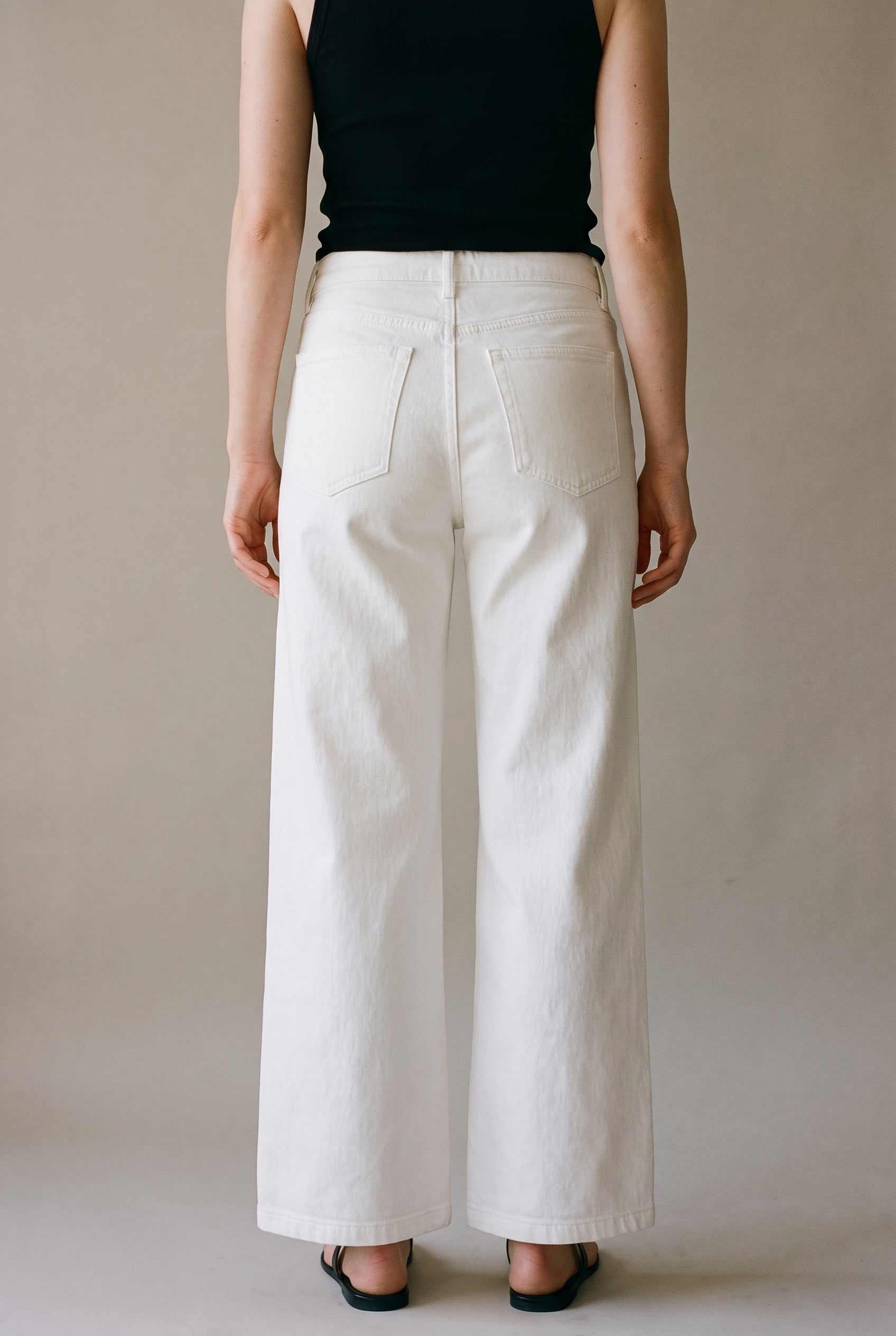 Wide Leg Denim Pants White