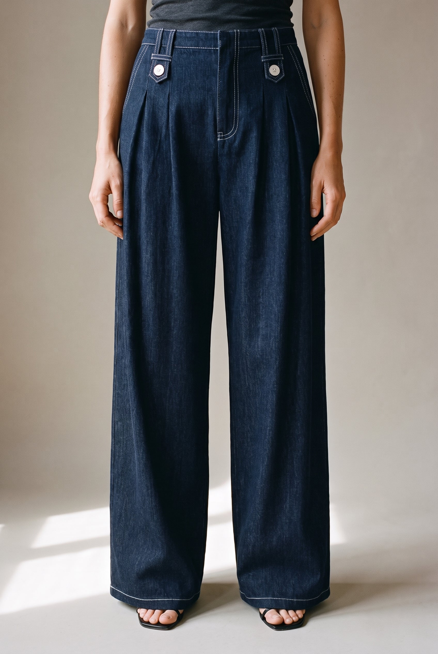 Wide Leg Denim Pants Denim Blue