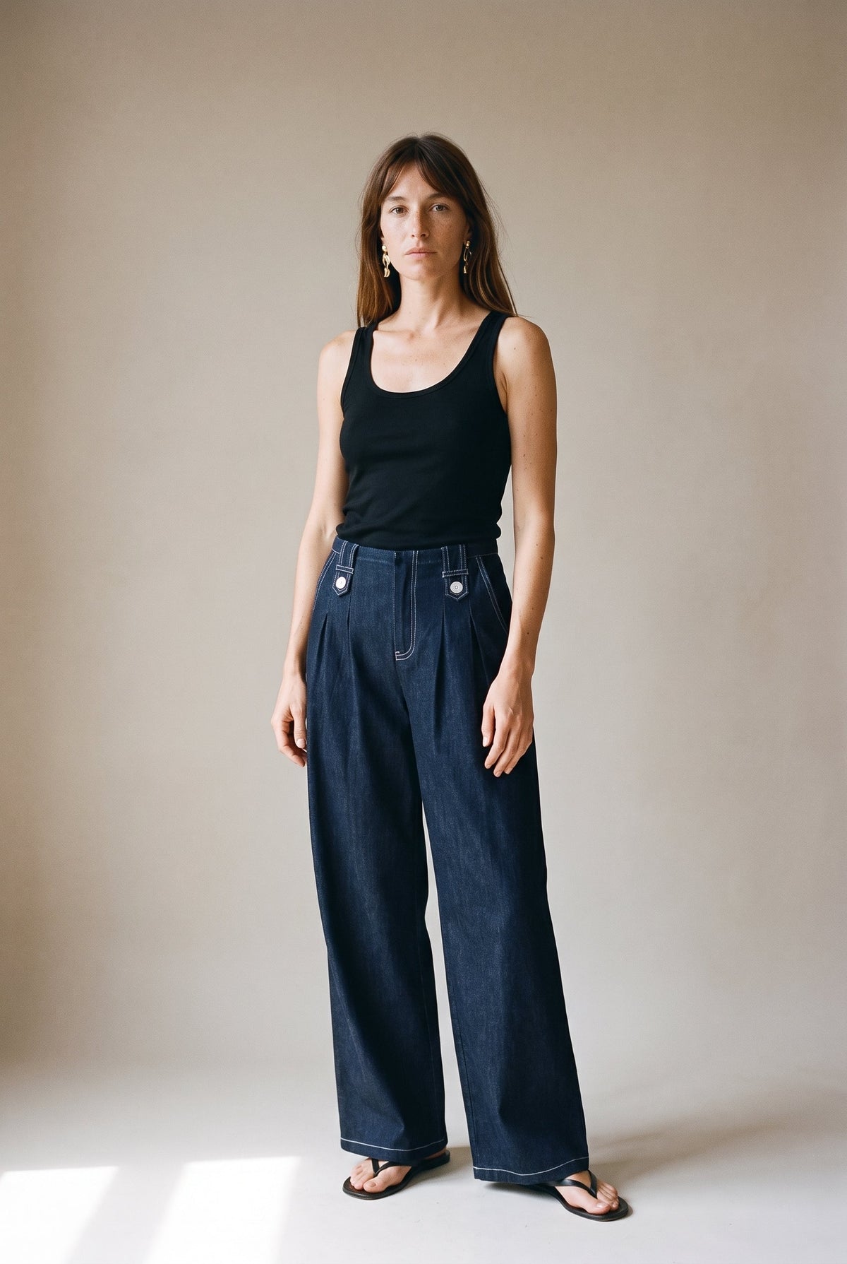 Wide Leg Denim Pants Denim Blue audrey