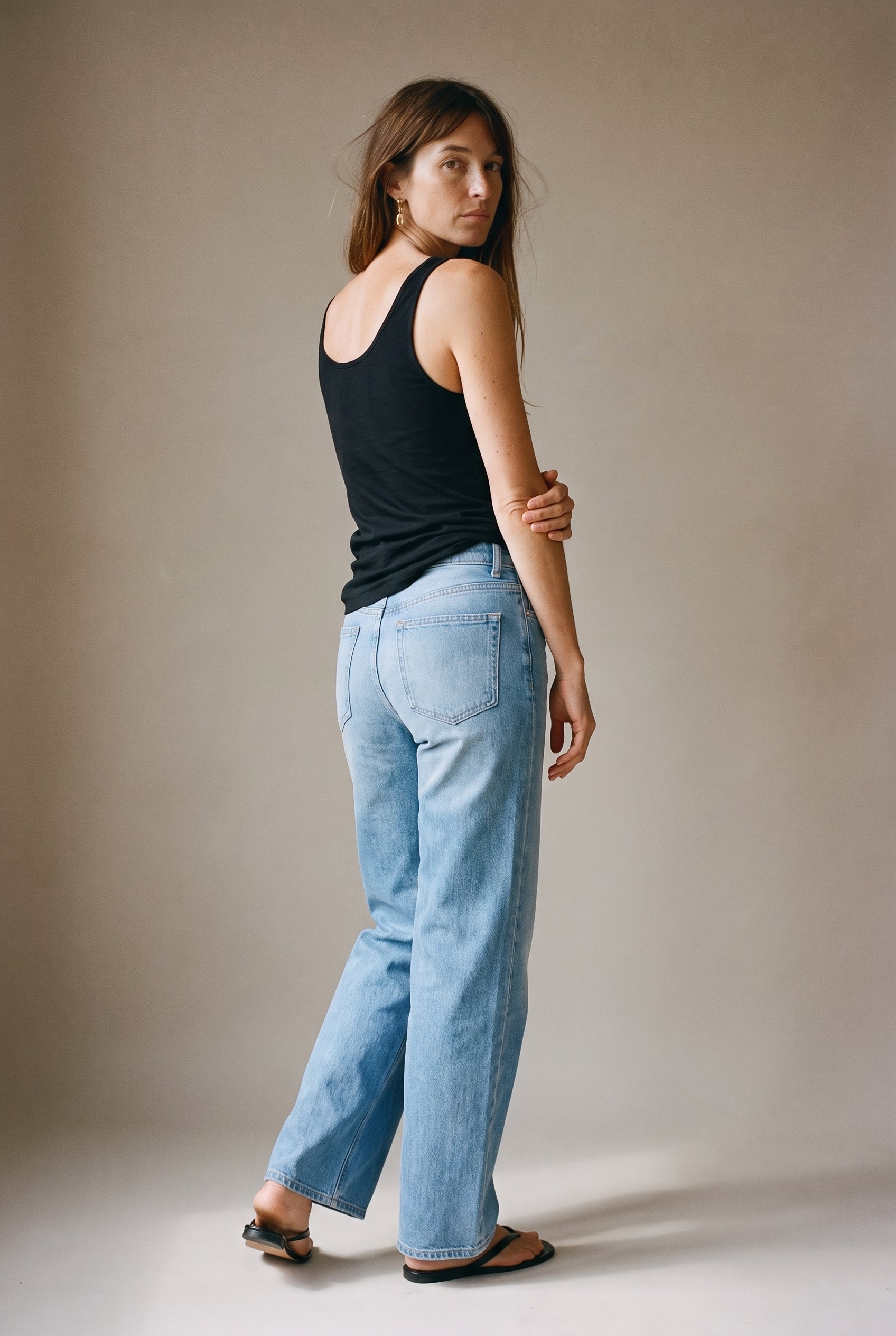 Soft Flare Wide Leg Jeans Denim Blue