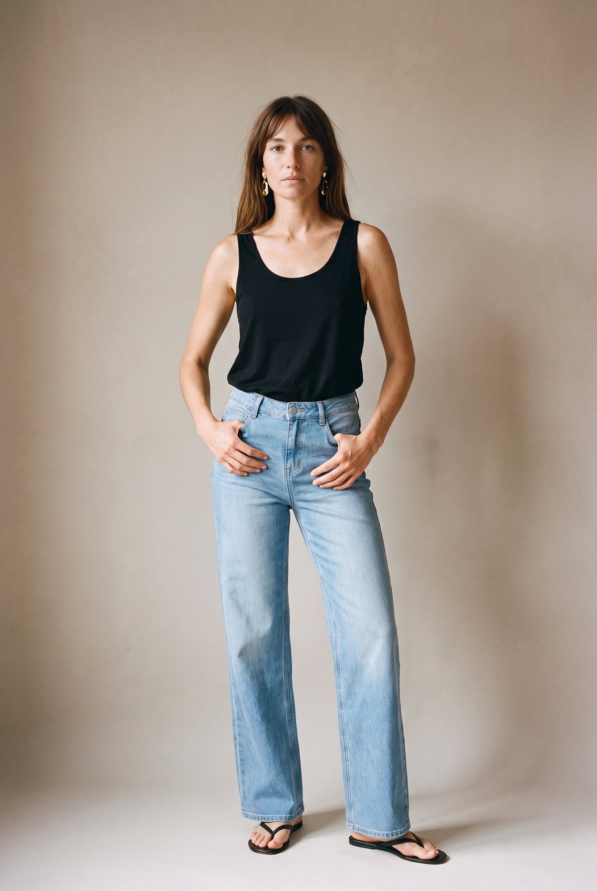 Soft Flare Wide Leg Jeans Denim Blue SLOW HIGH