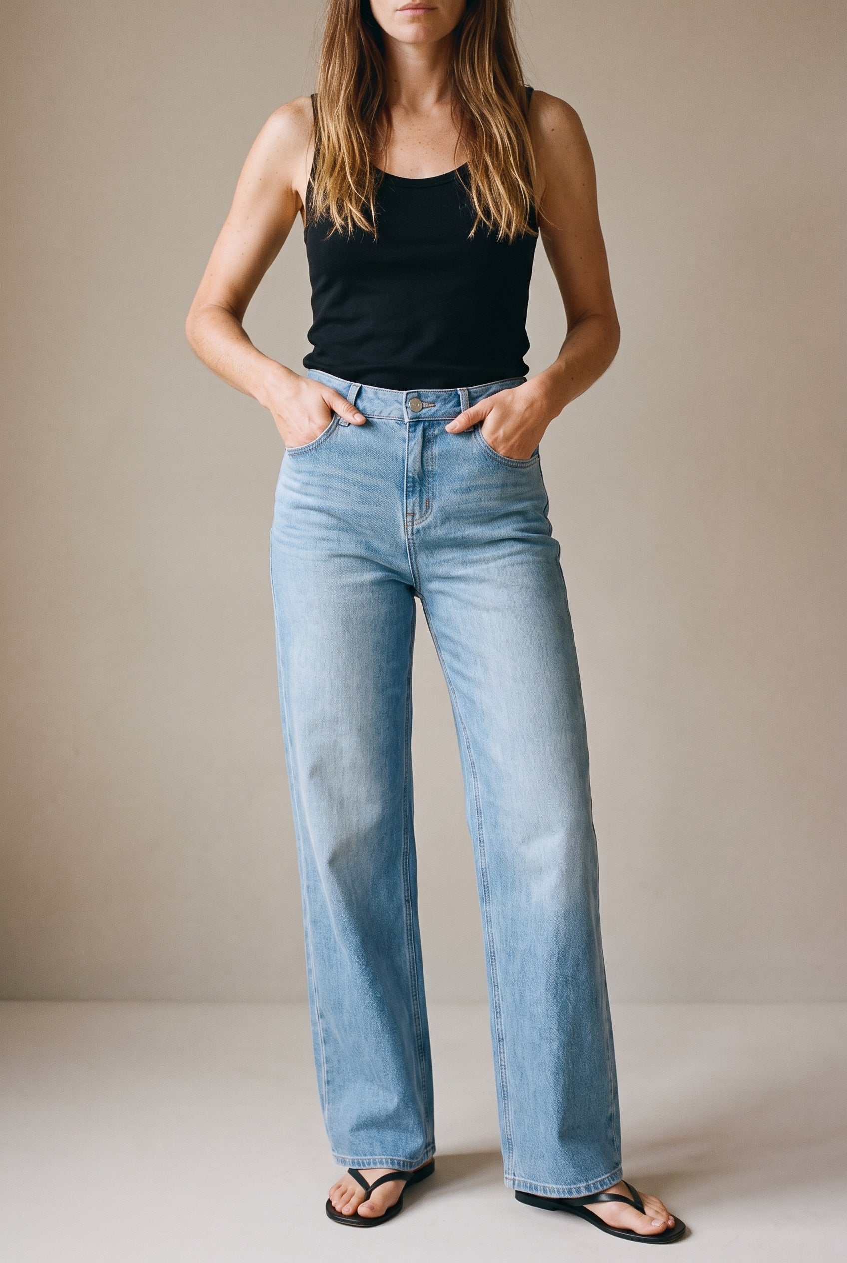 Soft Flare Wide Leg Jeans Denim Blue