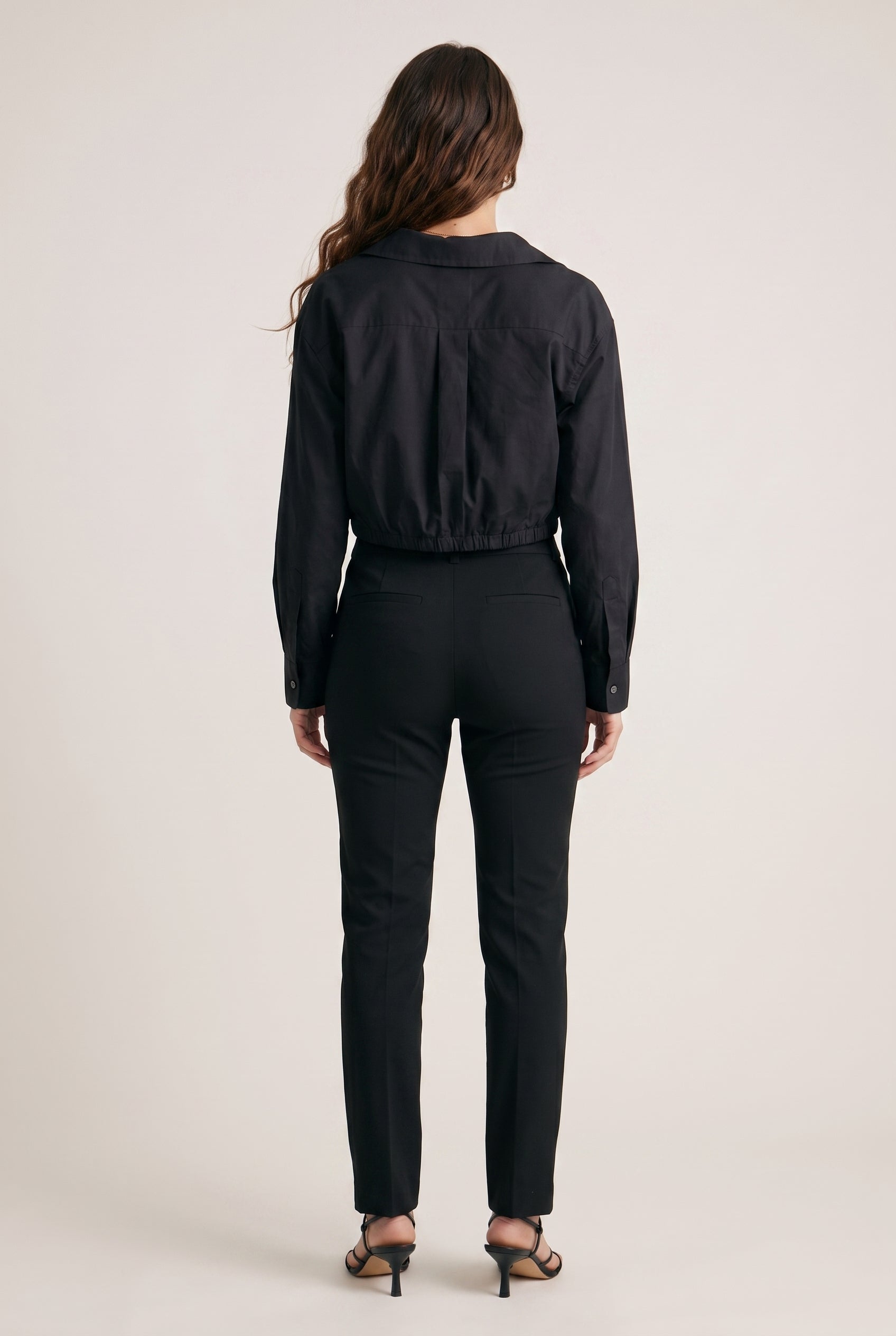 Cropped Button-Up Jacket Black