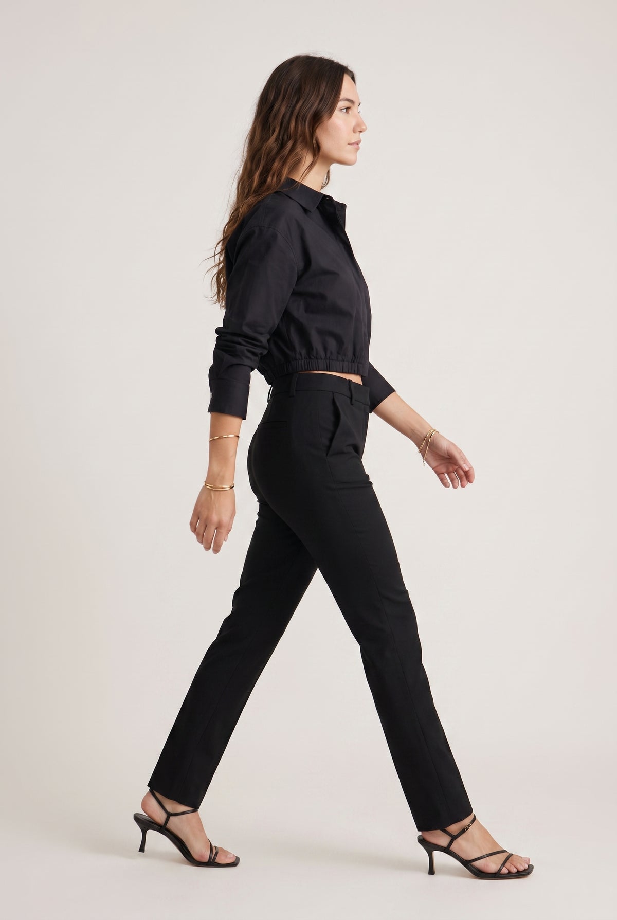 Cropped Button-Up Jacket Black