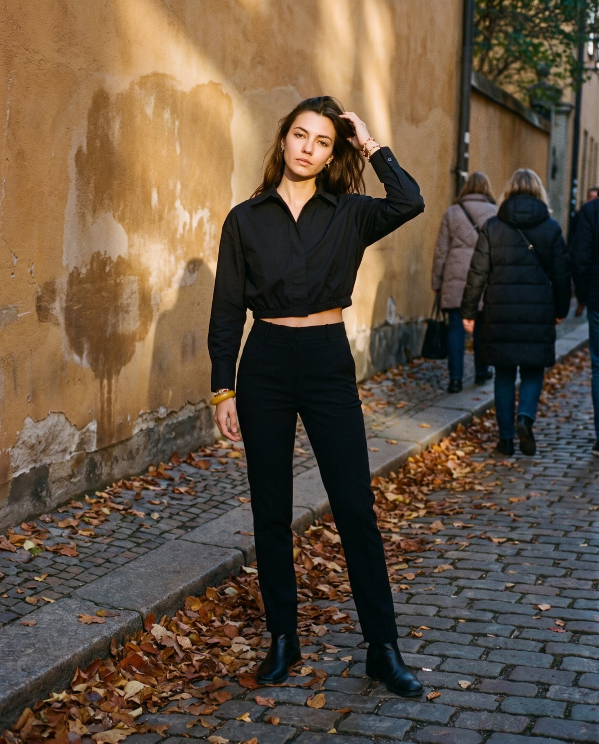Cropped Button-Up Jacket Black 12 Rue Collette