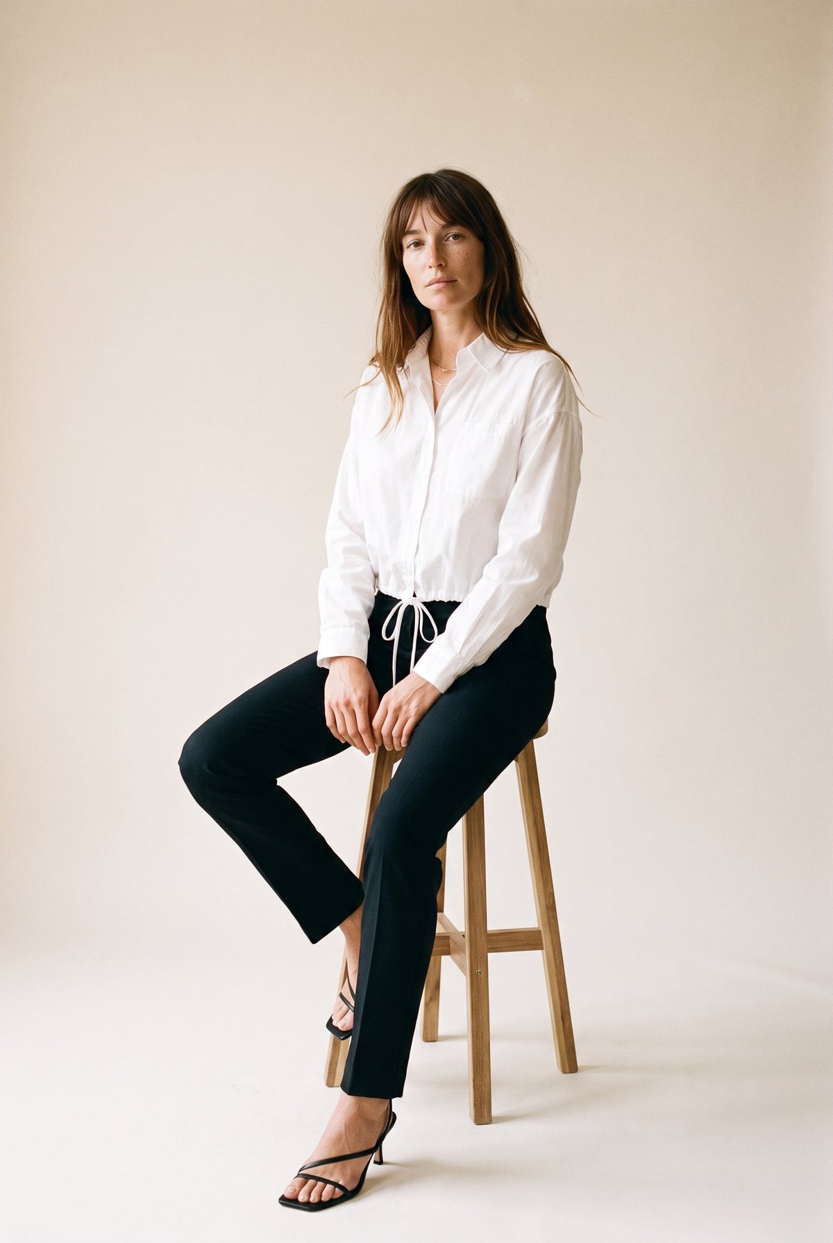 Button-Up Shirt with Ties White SLOW HIGH