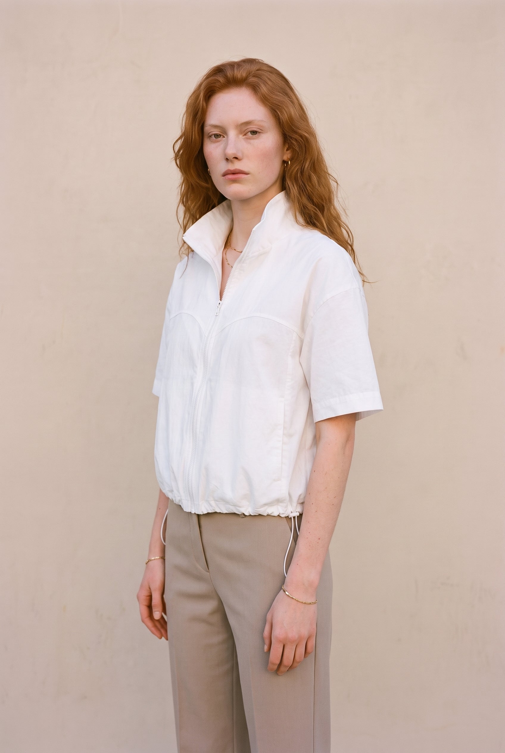 Boxy Short Sleeve Jacket White SLOW HIGH