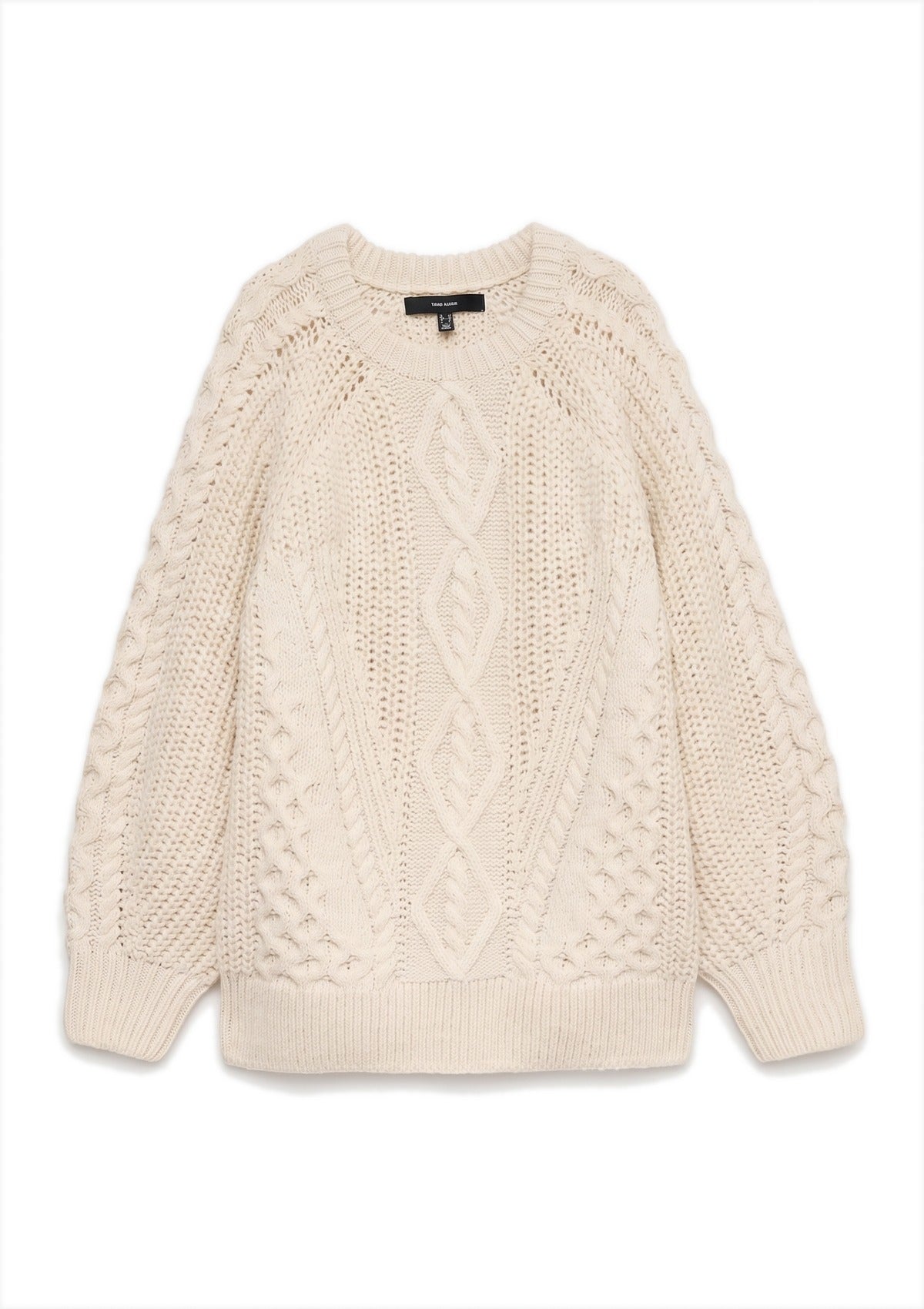 Vmmiranda Cable Raglan Pullover in birch — flat lay on white