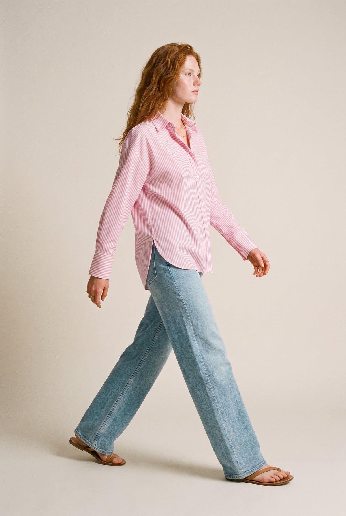 Relaxed Striped Button-Up Shirt COCA