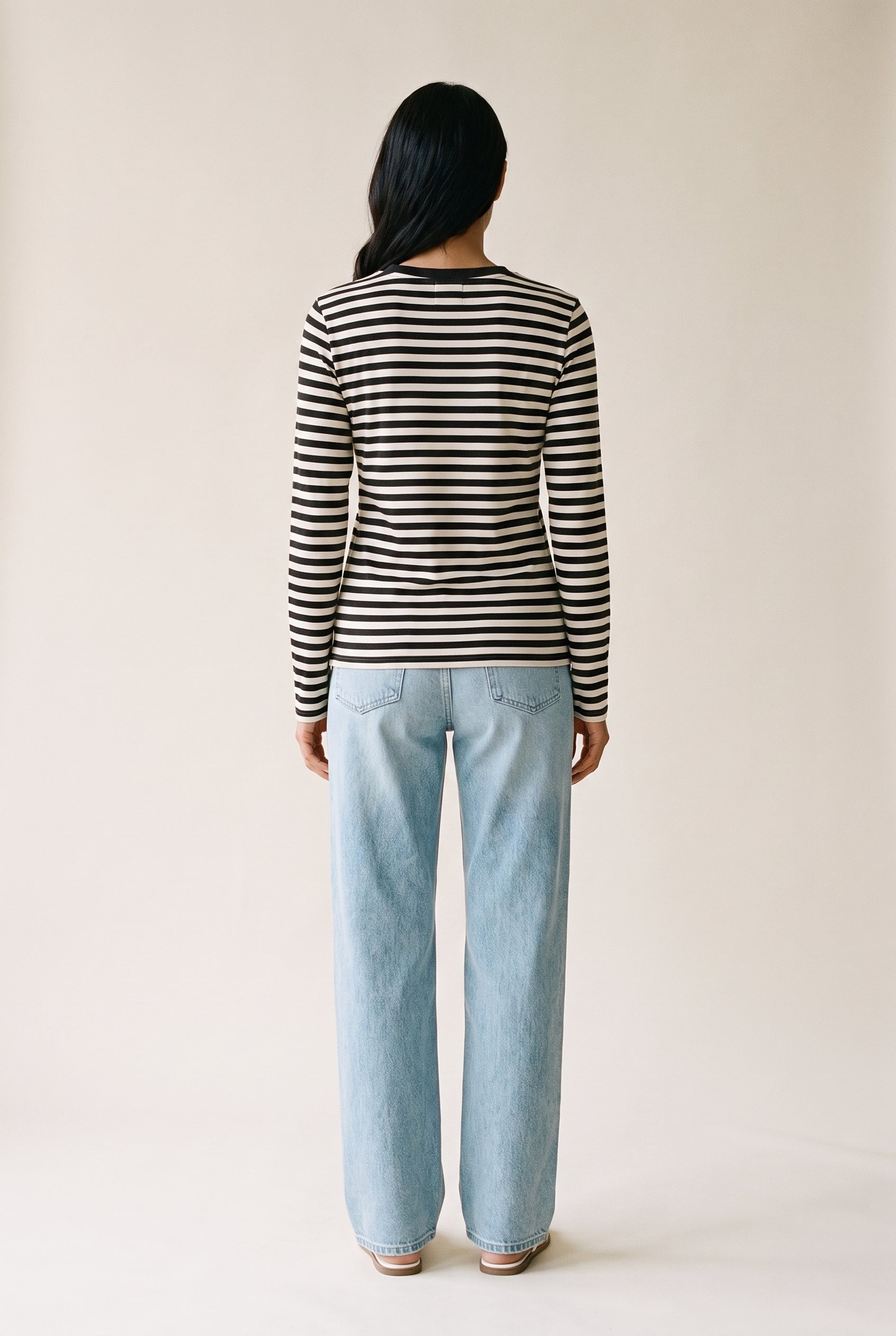 Cropped Longline Tee – Stripes