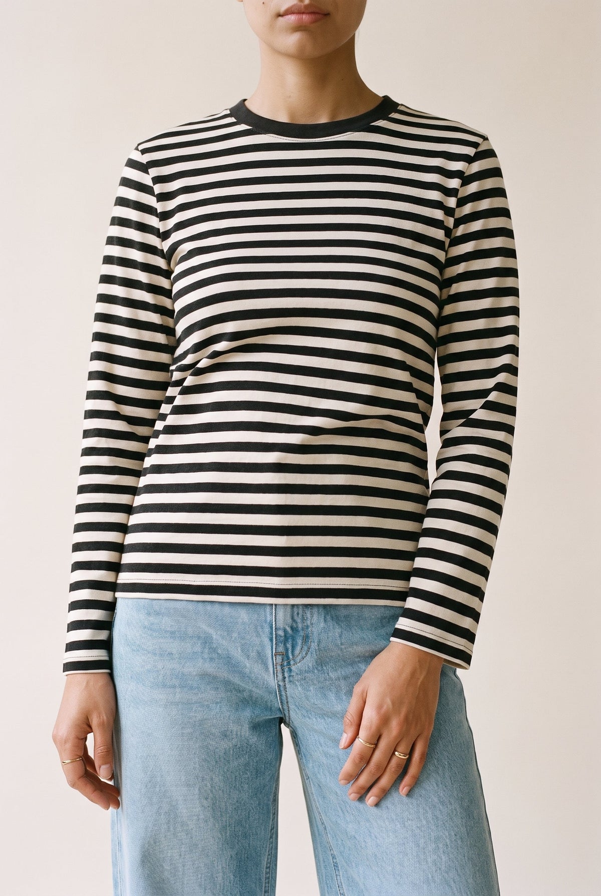 Cropped Longline Tee – Stripes COCA