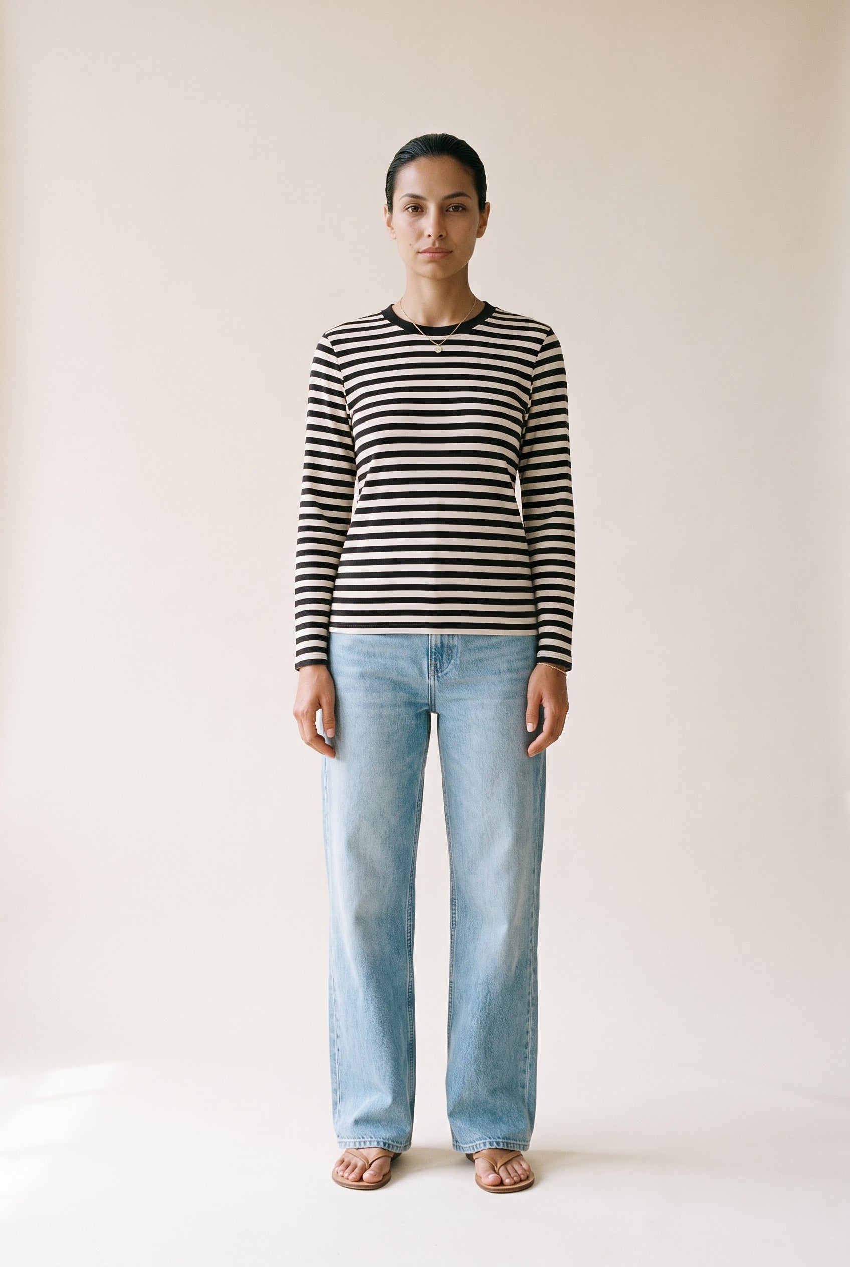 Cropped Longline Tee – Stripes