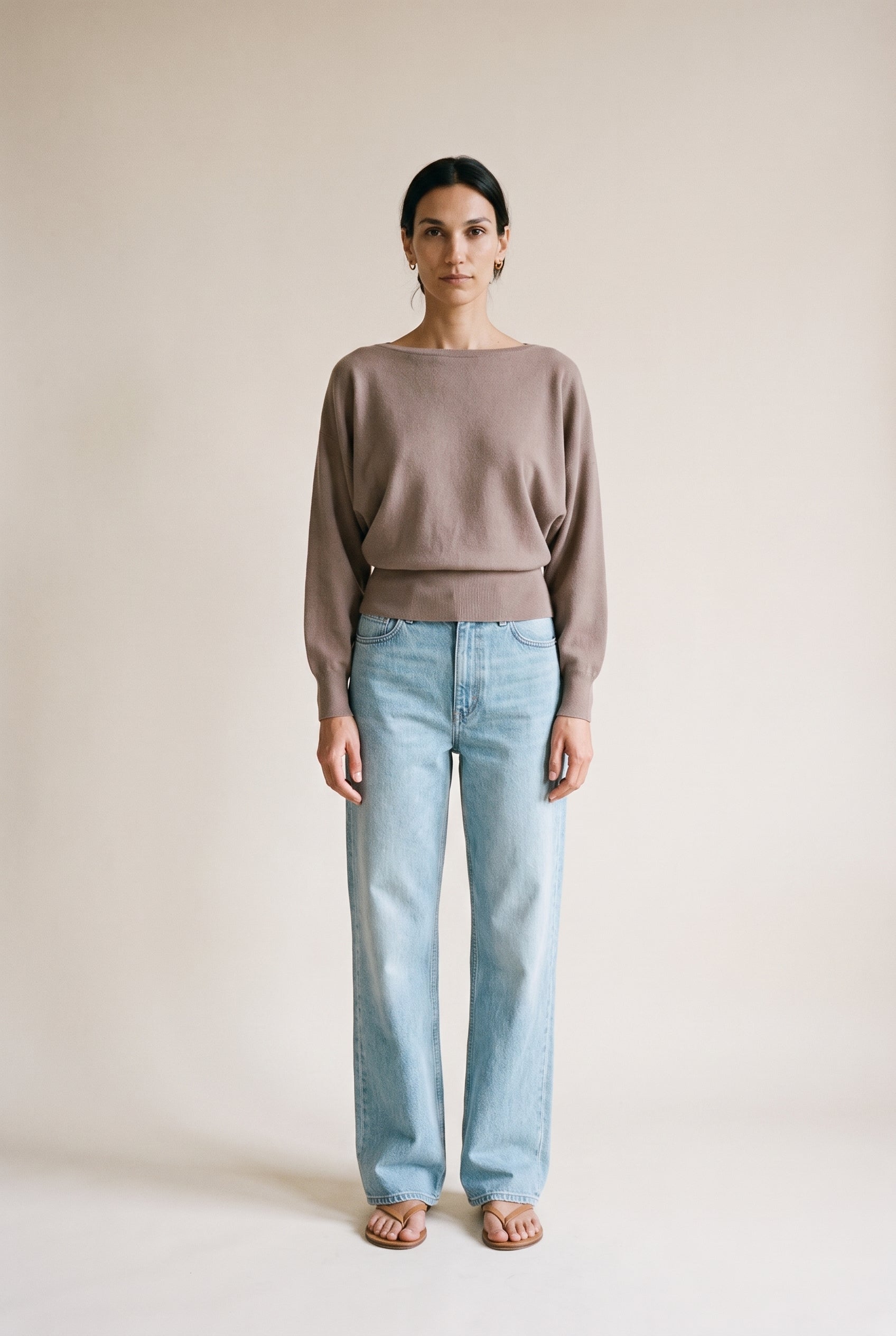 Cropped Funnel Neck Sweater