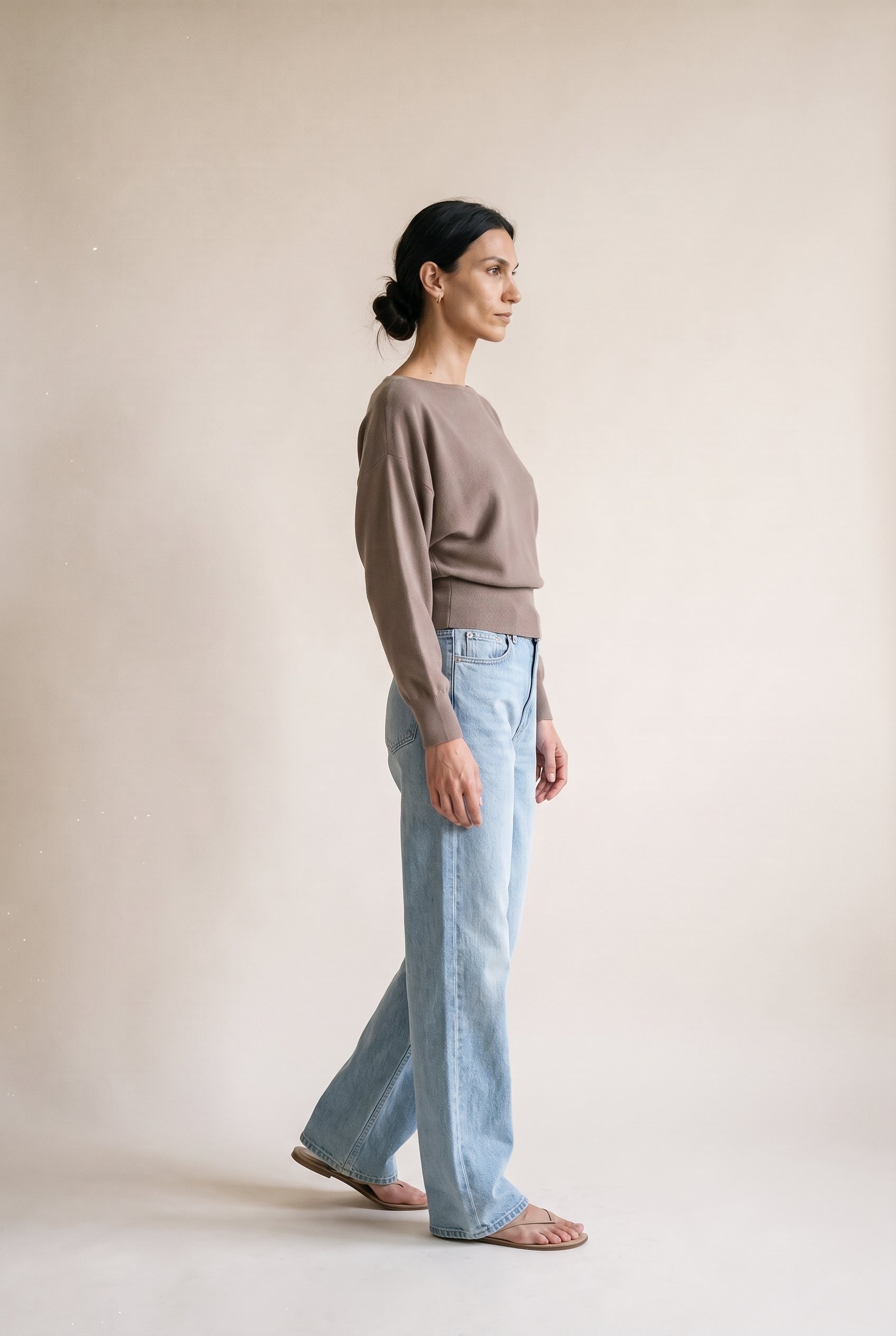 Cropped Funnel Neck Sweater
