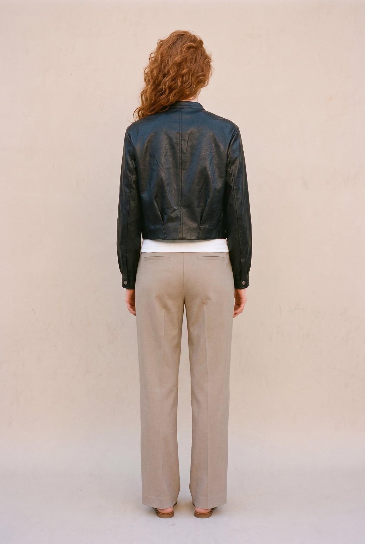 Cropped Faux Leather Jacket Slow High