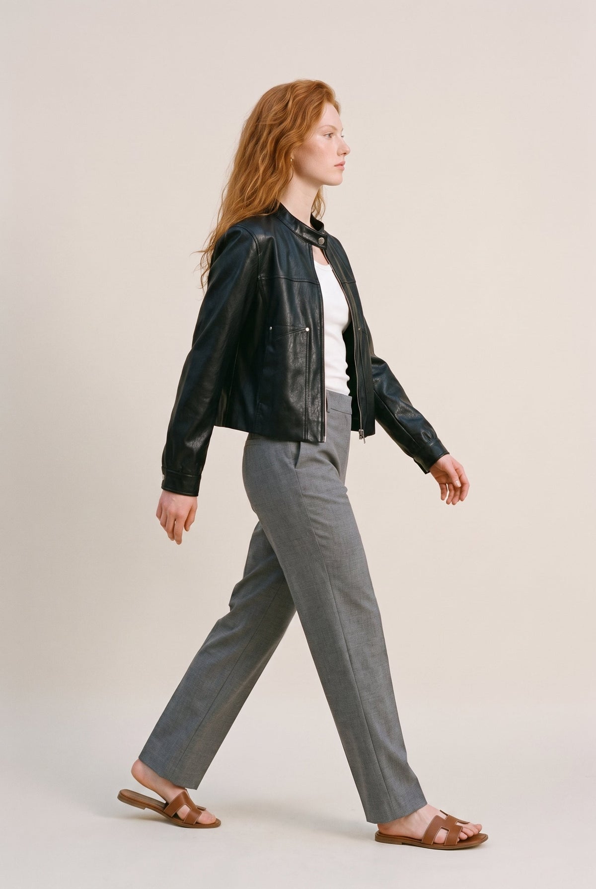 Cropped Faux Leather Jacket Slow High