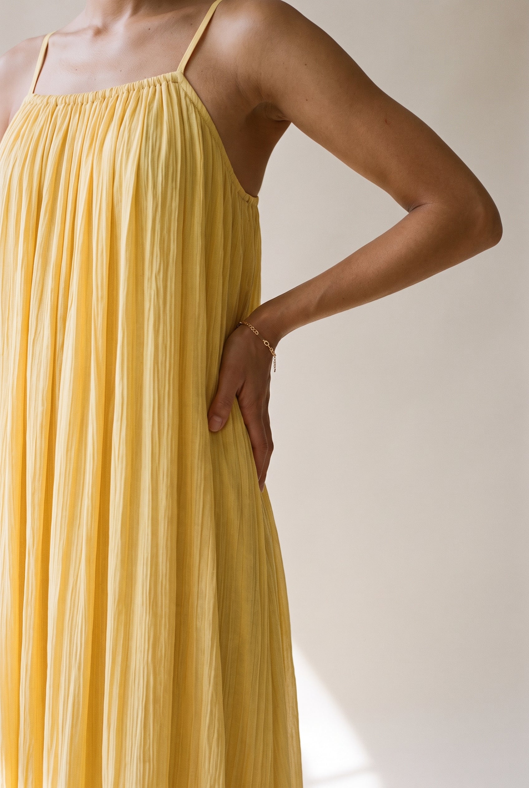 Strapless Linen Maxi Dress Yellow