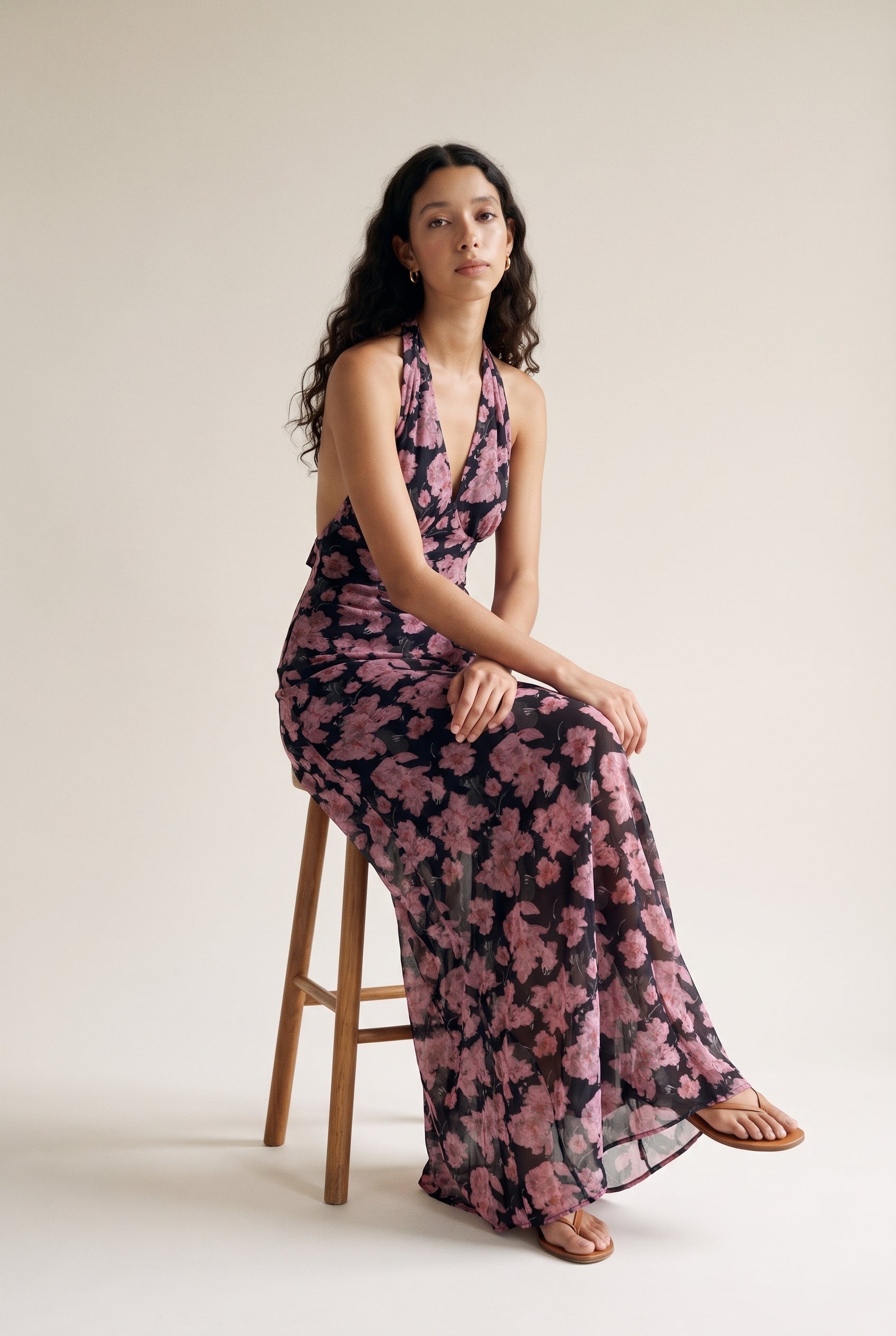 Floral Halter Maxi Dress