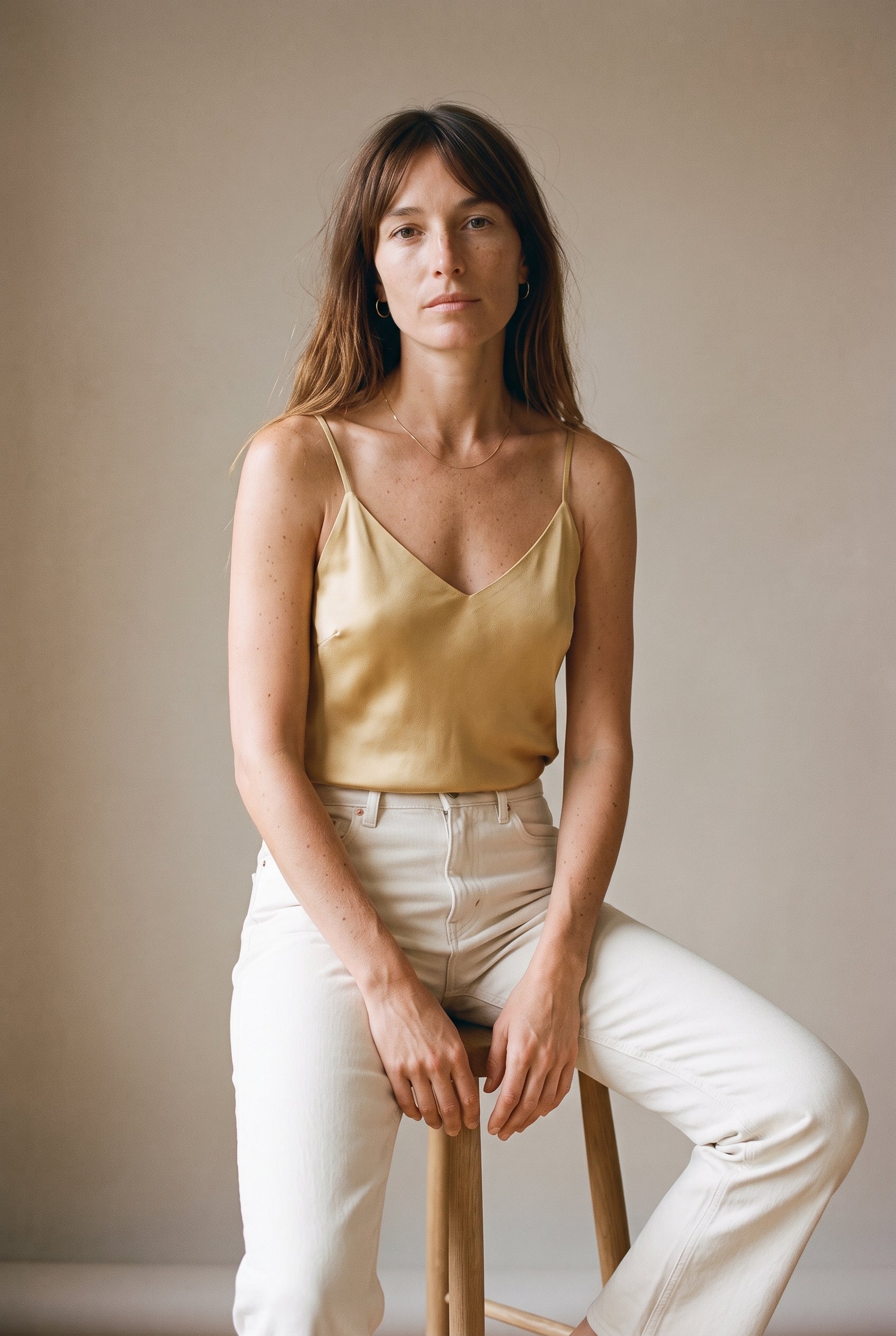 Adjustable Strap V Neck Tank Top Mustard Seed