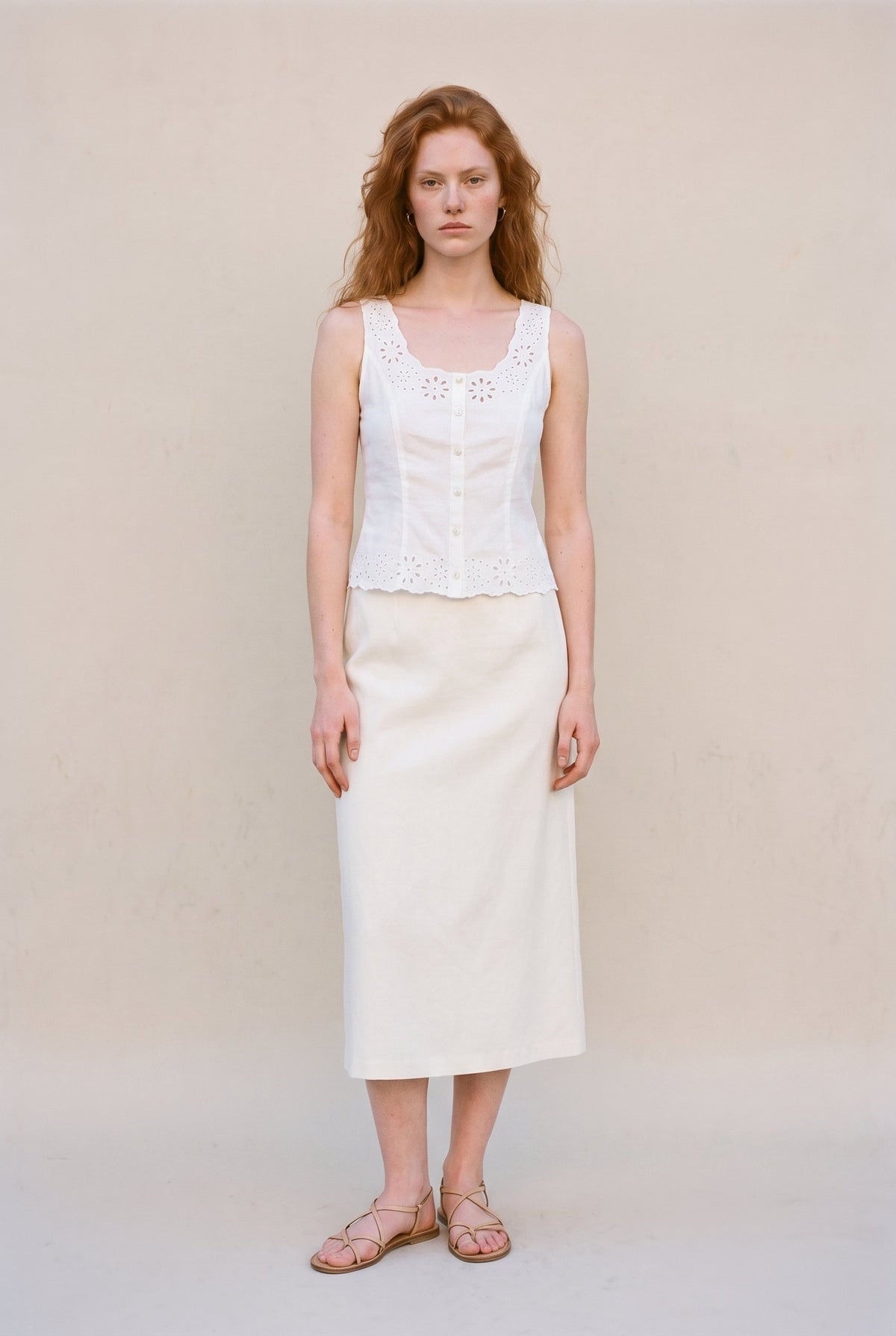 Eyelet Sleeveless Top Mable