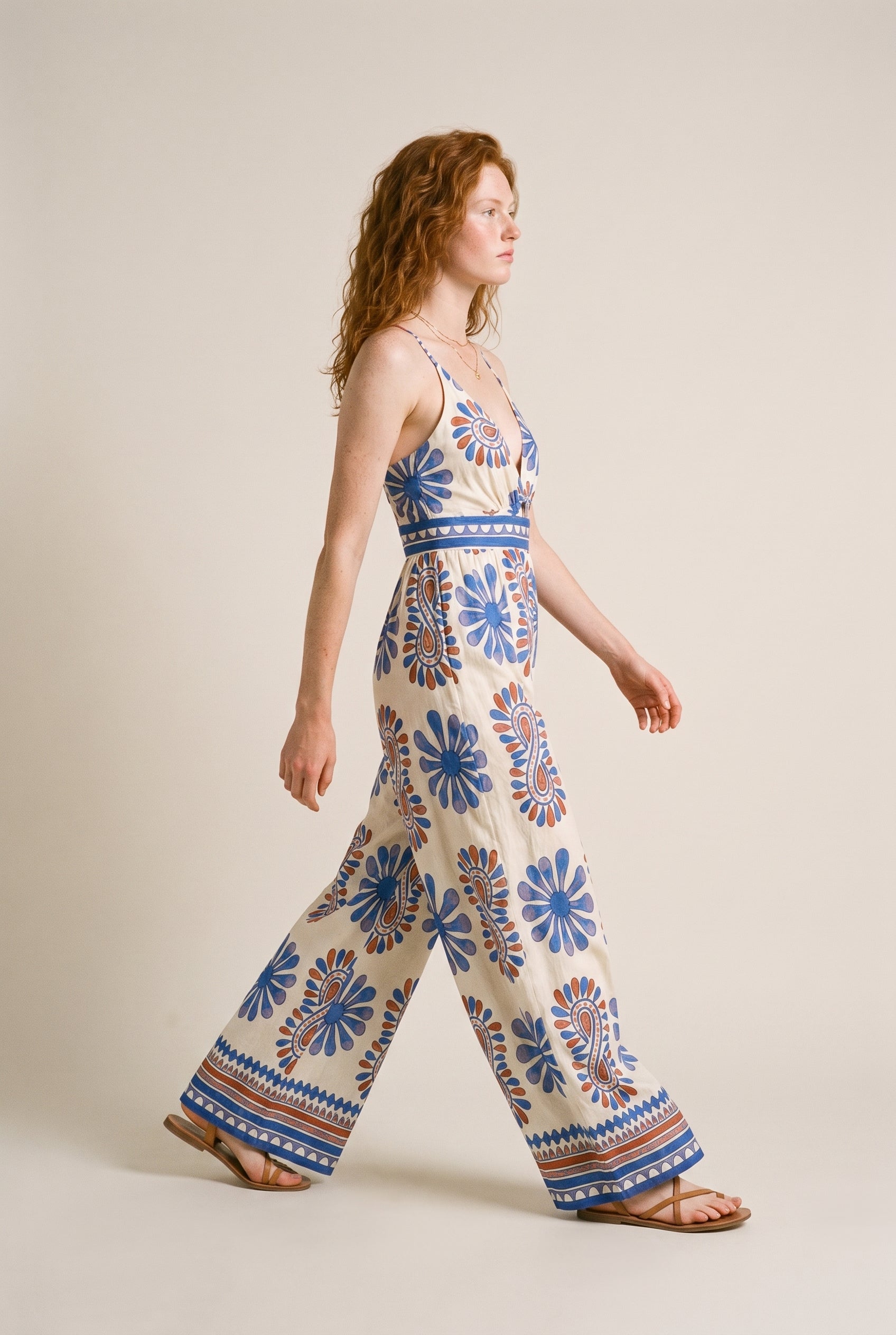 Sleeveless Tie Back Chest Elastic Back Waisted Jumpsuit