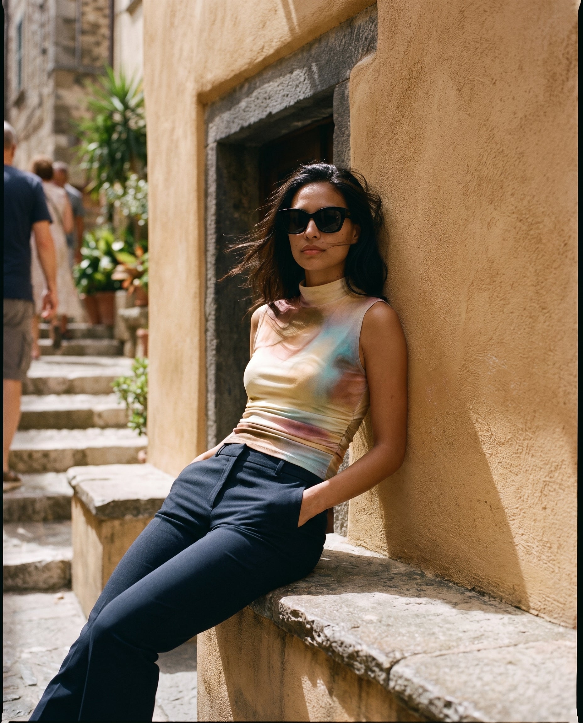 Drop Shoulder Mesh Top Multi