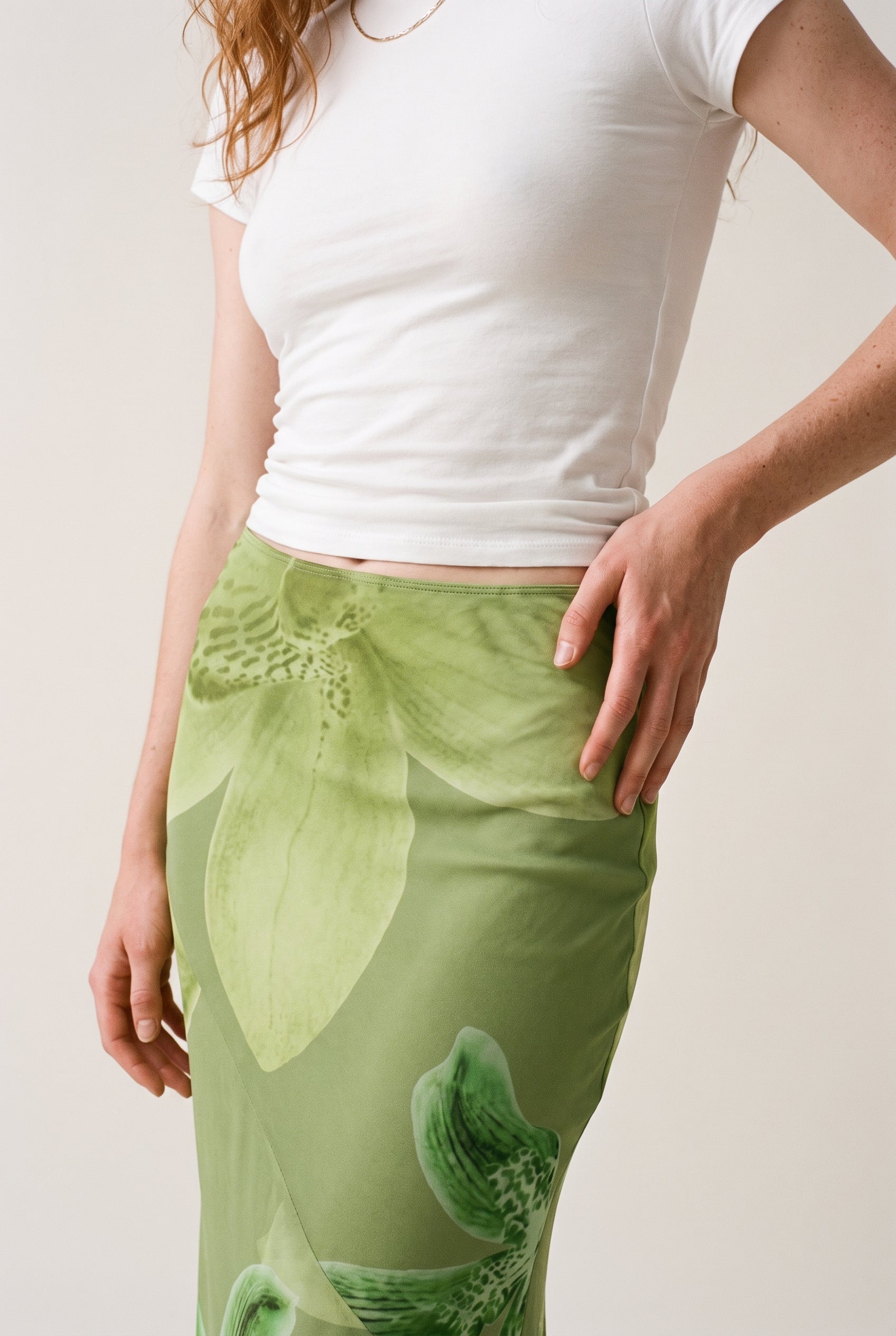 Mermaid Maxi Skirt Green Floral