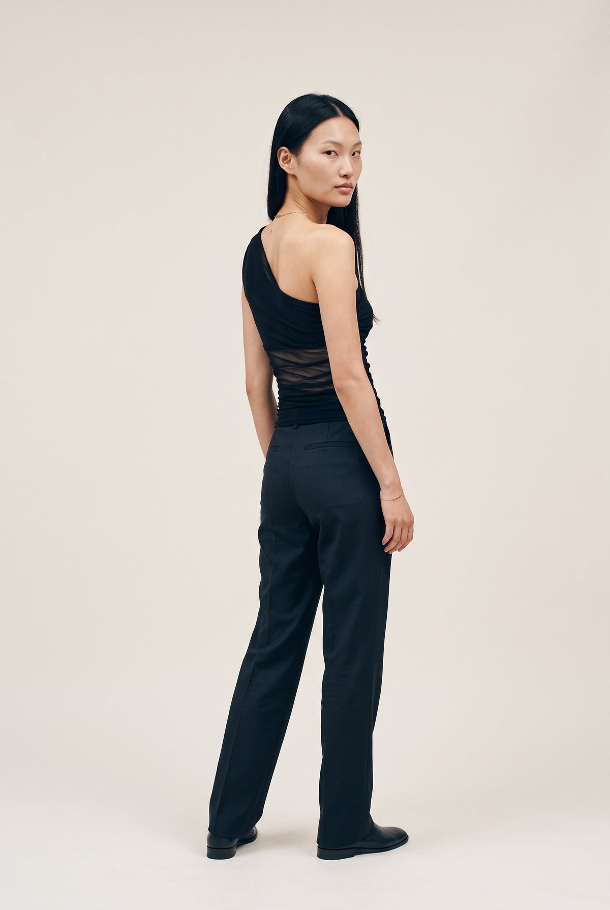One Shoulder Mesh Tank Top Fore Collection